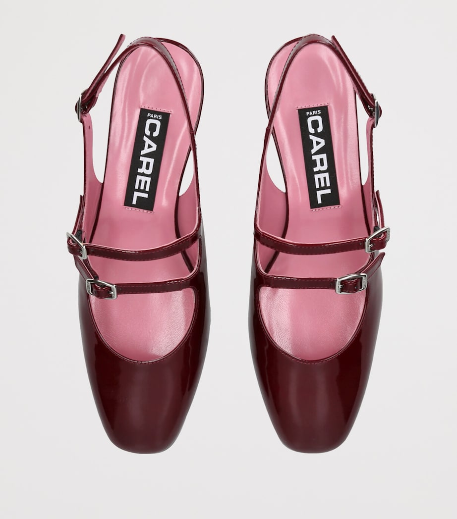 Carel Patent Leather Peche Slingback Pumps Wine Image 5