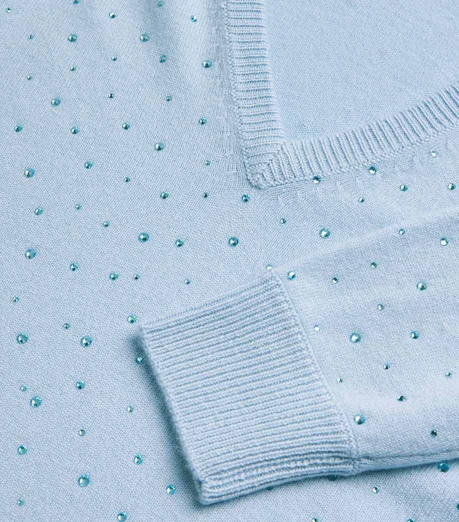 Allude Womens Wool-Cashmere Crystal-Embellished Sweater Blue Image 5