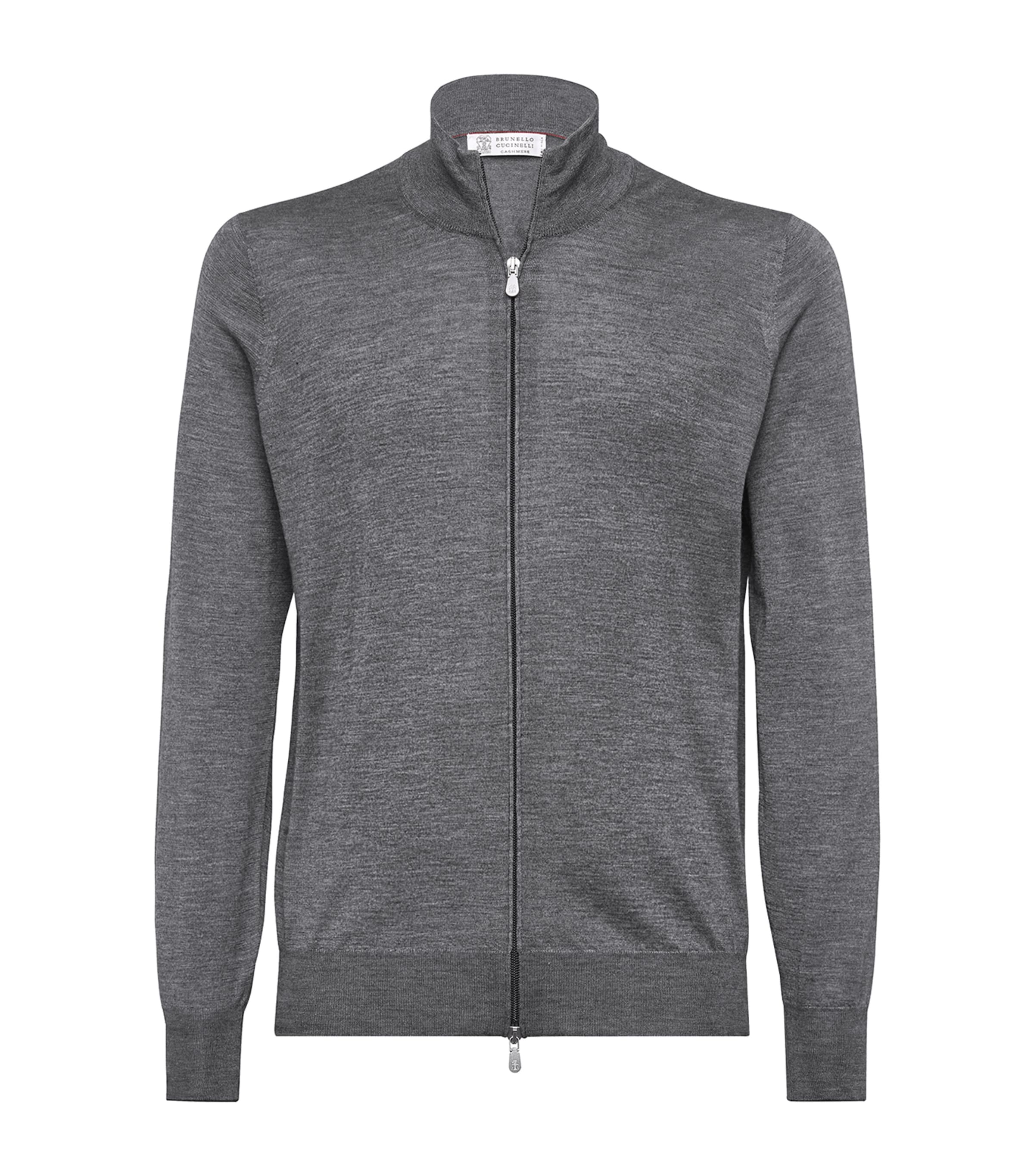 Brunello Cucinelli Cashmere-silk Cardigan In Gray