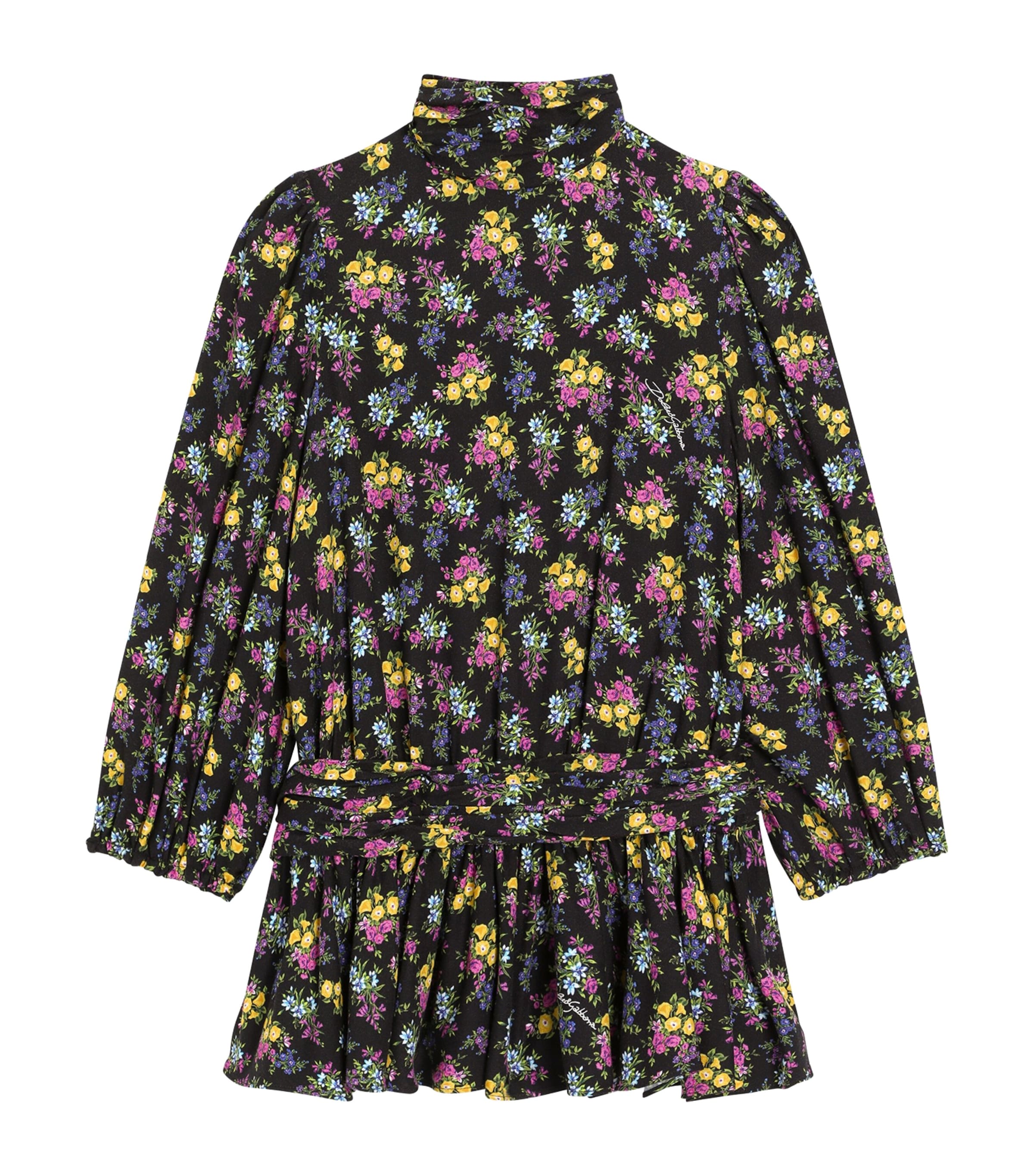 Dolce&Gabbana Kids Floral High-Neck Dress (8-12+ Years) Fiorellini F.n Image 1