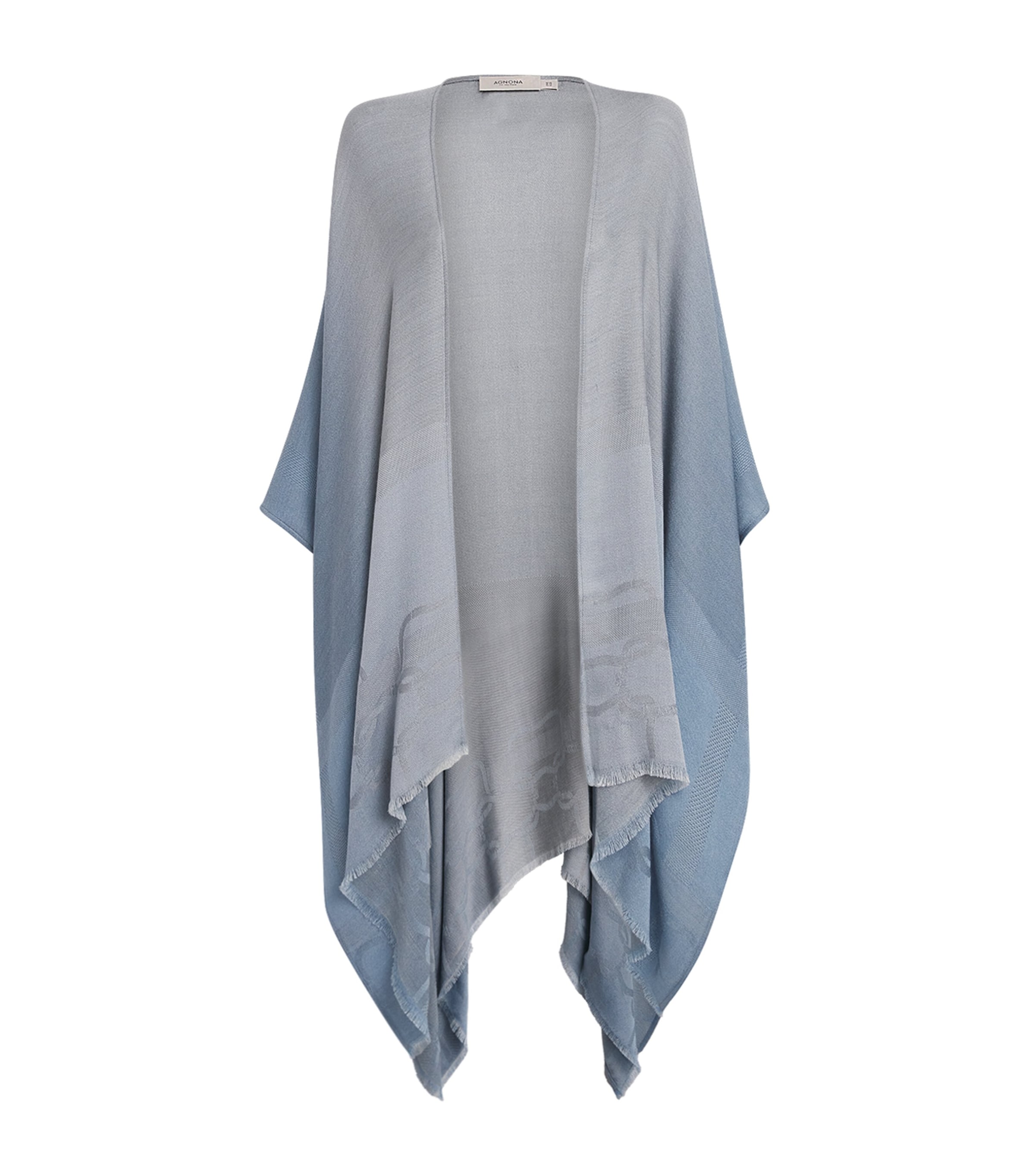 Agnona Womens Cashmere-Silk Cape Poncho Light Blue Bleach Image 1