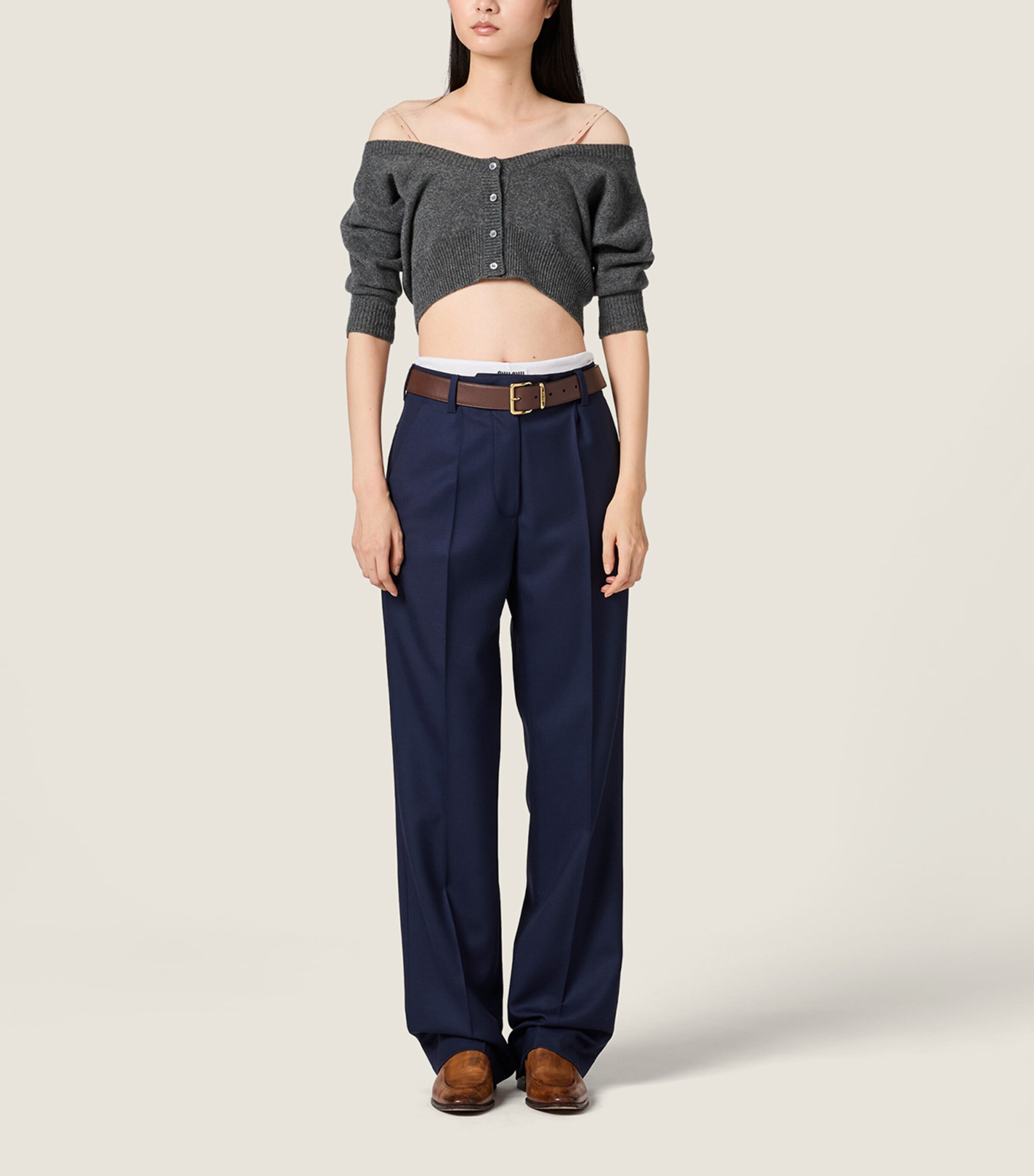 Miu Miu Womens Cashmere Cropped Cardigan Image 2