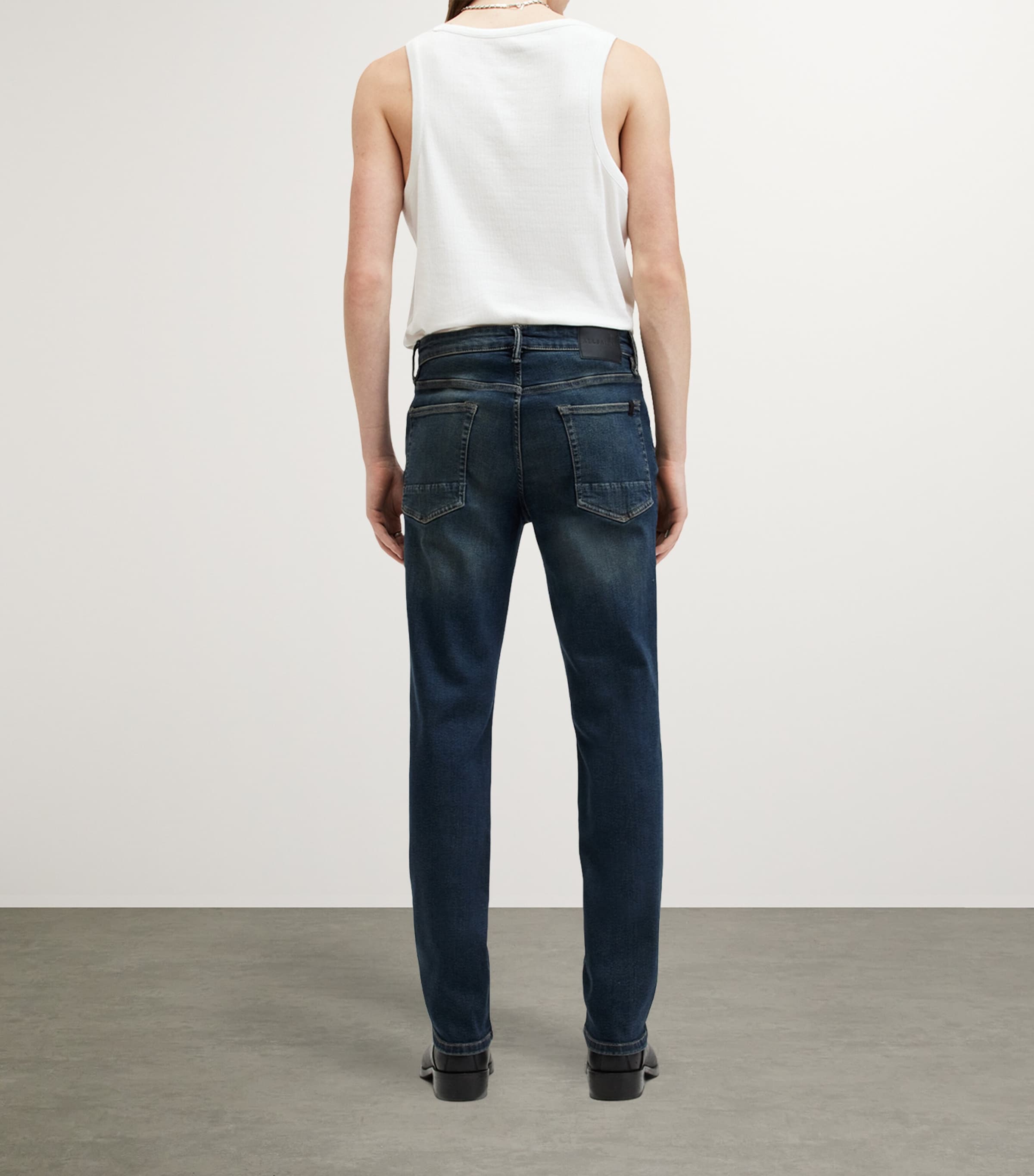 AllSaints Mens Sid Slim Jeans Indigo Blue Image 3