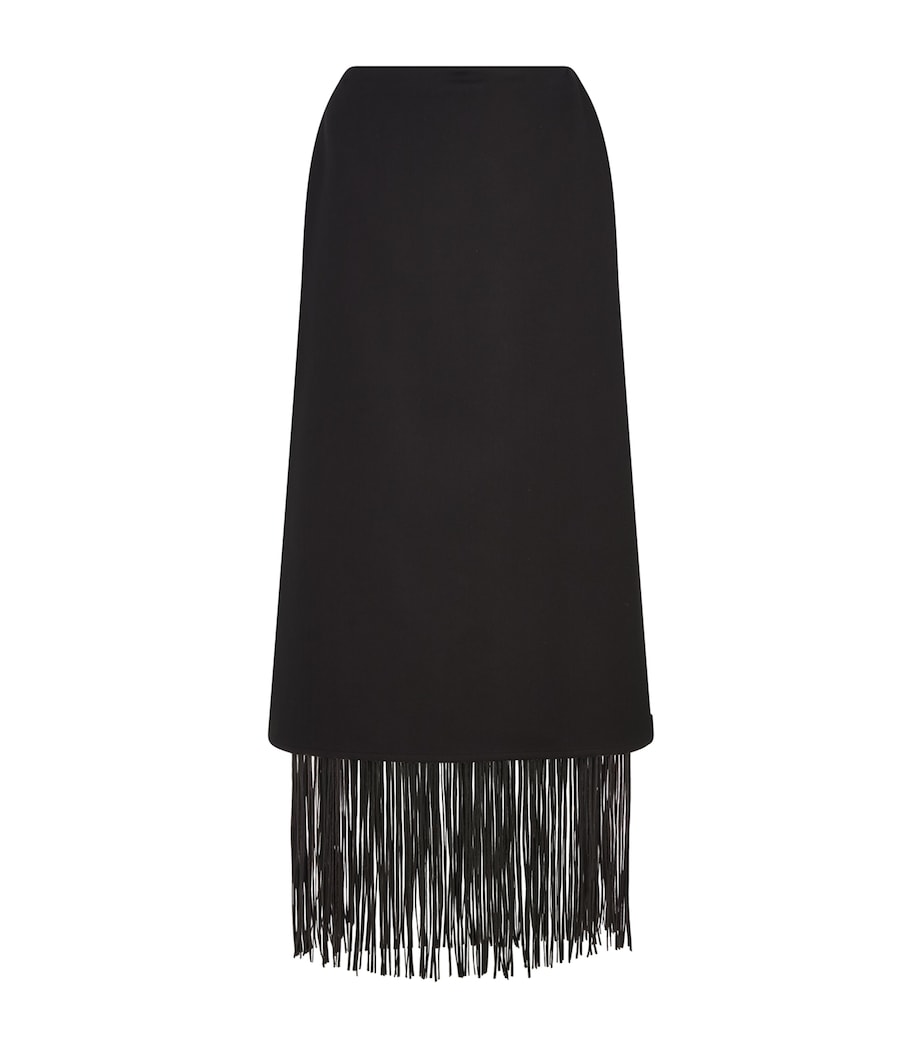 Hiberis Fringed Midi Skirt 003 BLACK Image 1