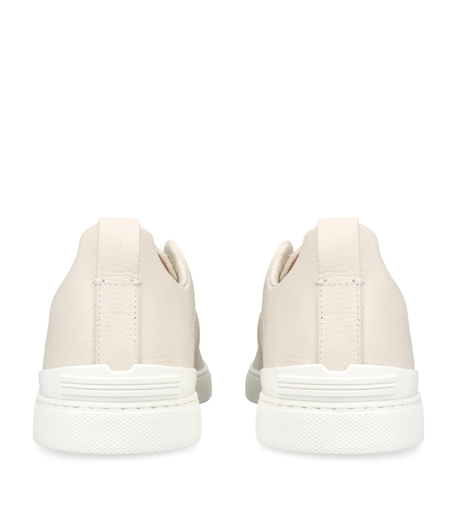 Leather and Suede Triple Stitch Sneakers WHITE Image 2
