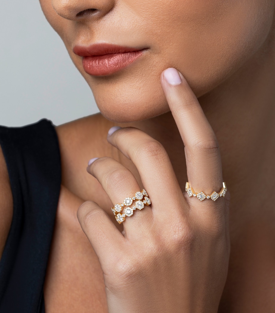 David Morris Yellow Gold and Diamond Triolette Hexagon Ring Clear Image 5