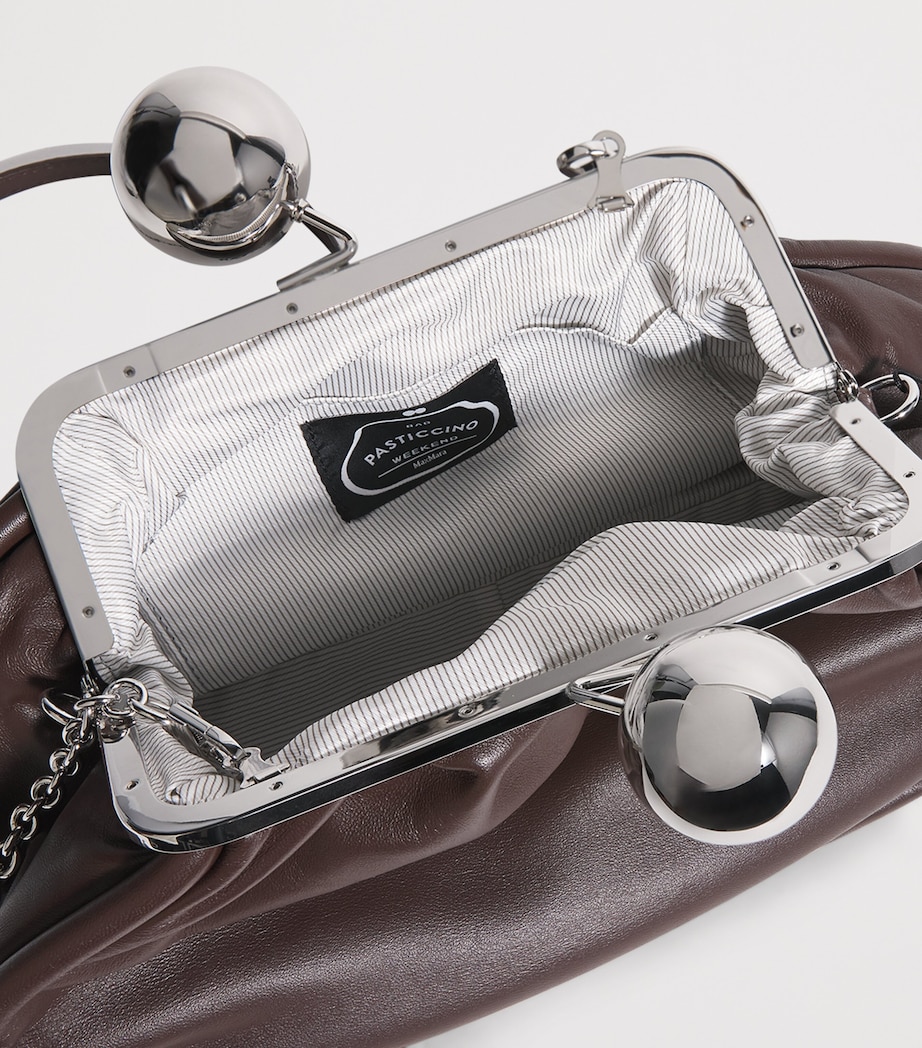 Medium Leather Pasticcino Clutch Bag BROWN Image 4