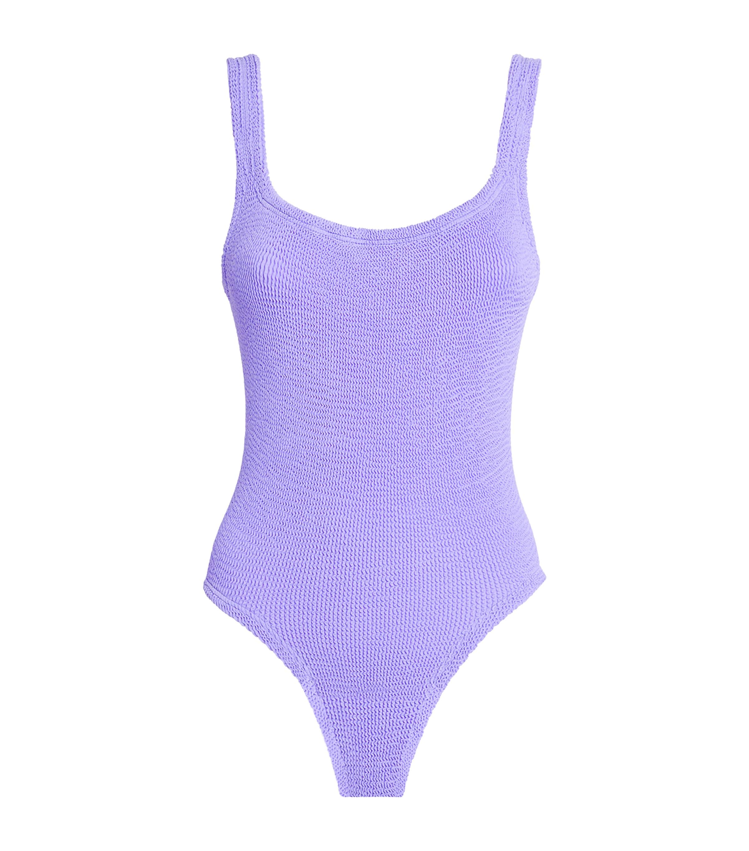 Shop Hunza G Square-neck Swimsuit In Purple