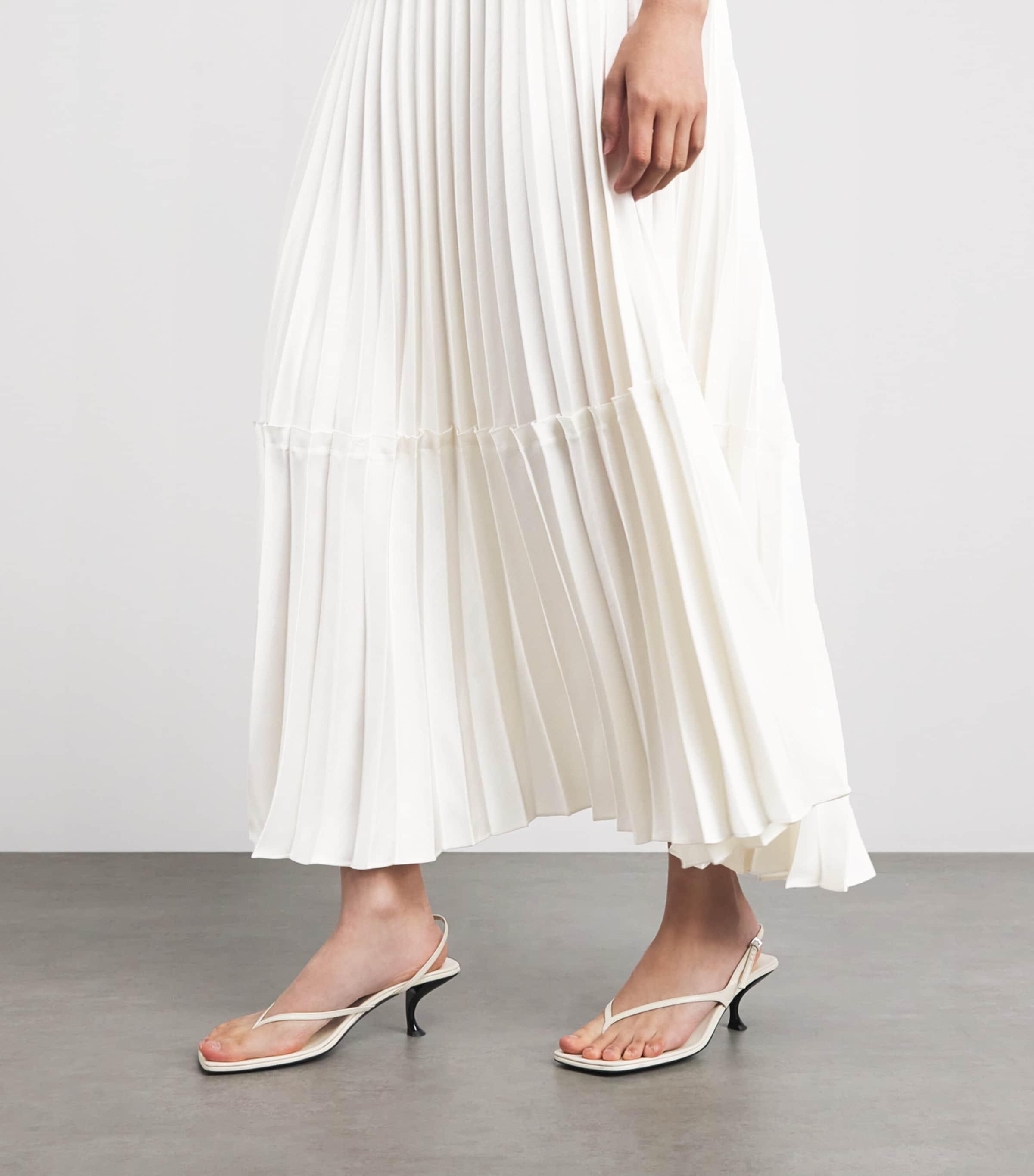 Sandro Paris Womens Pleated Maxi Dress Ecru Image 5