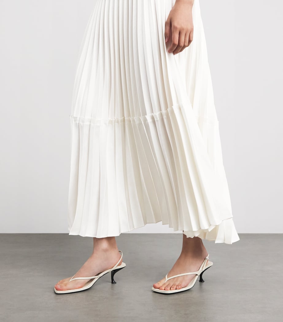 Sandro Paris Womens Pleated Maxi Dress Ecru Image 5