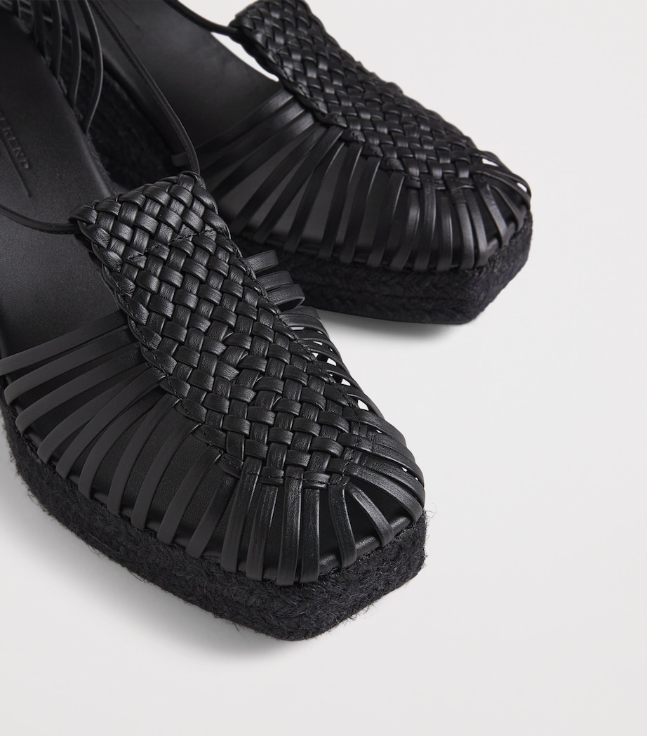 Leather Wedge Sandals 60 BLACK Image 6