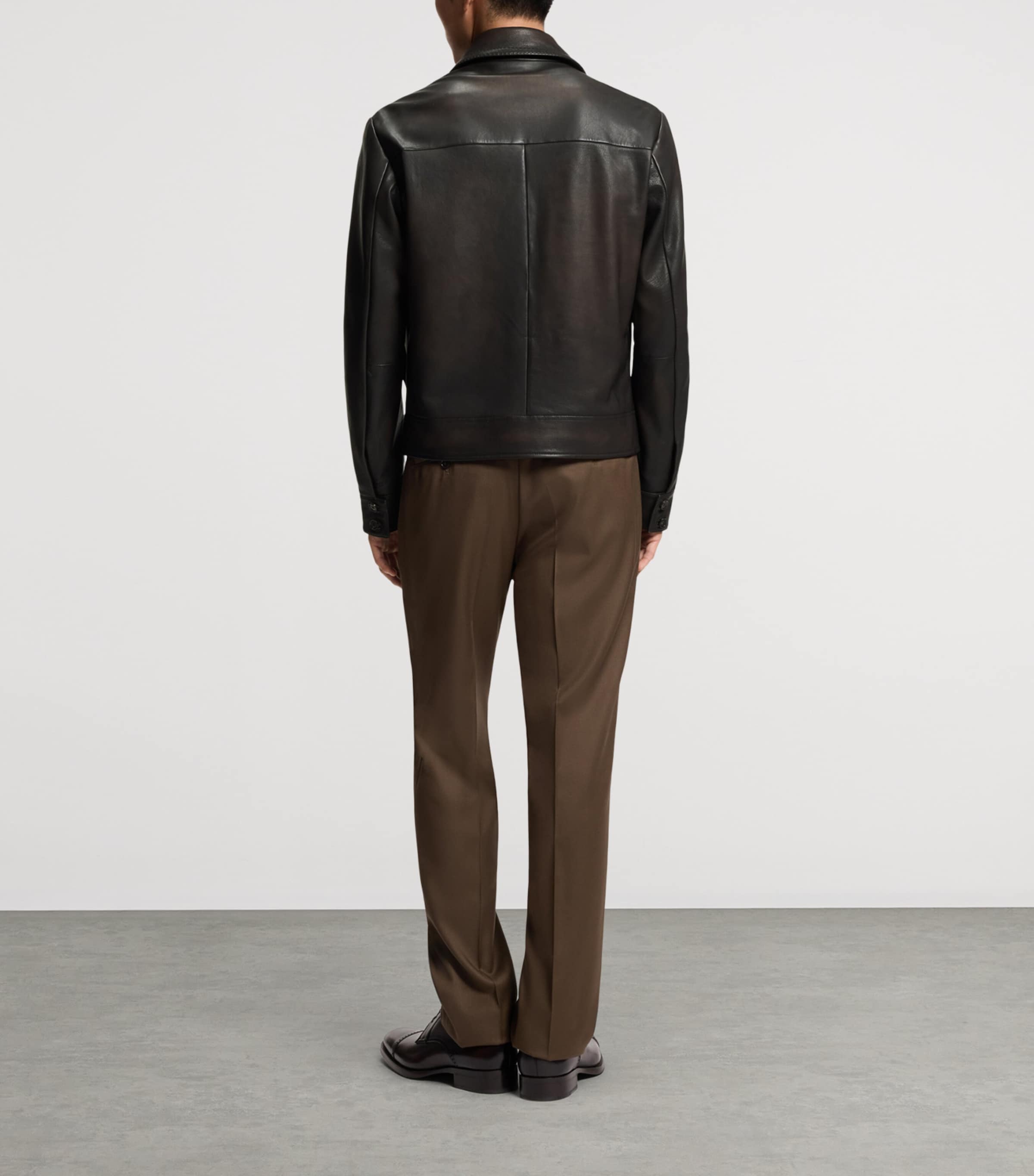 BOSS Mens Calf Leather Aviator Jacket Image 3