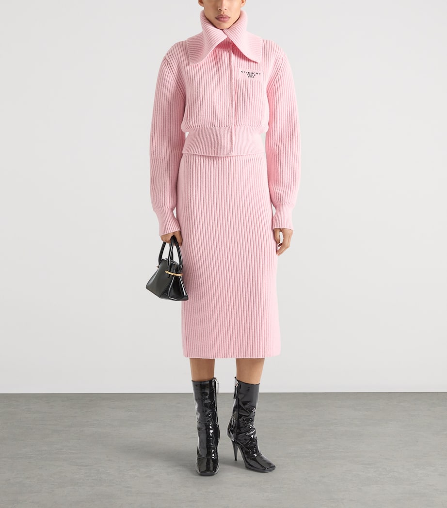 Wool-Blend Knitted Midi Skirt LIGHT PINK Image 1