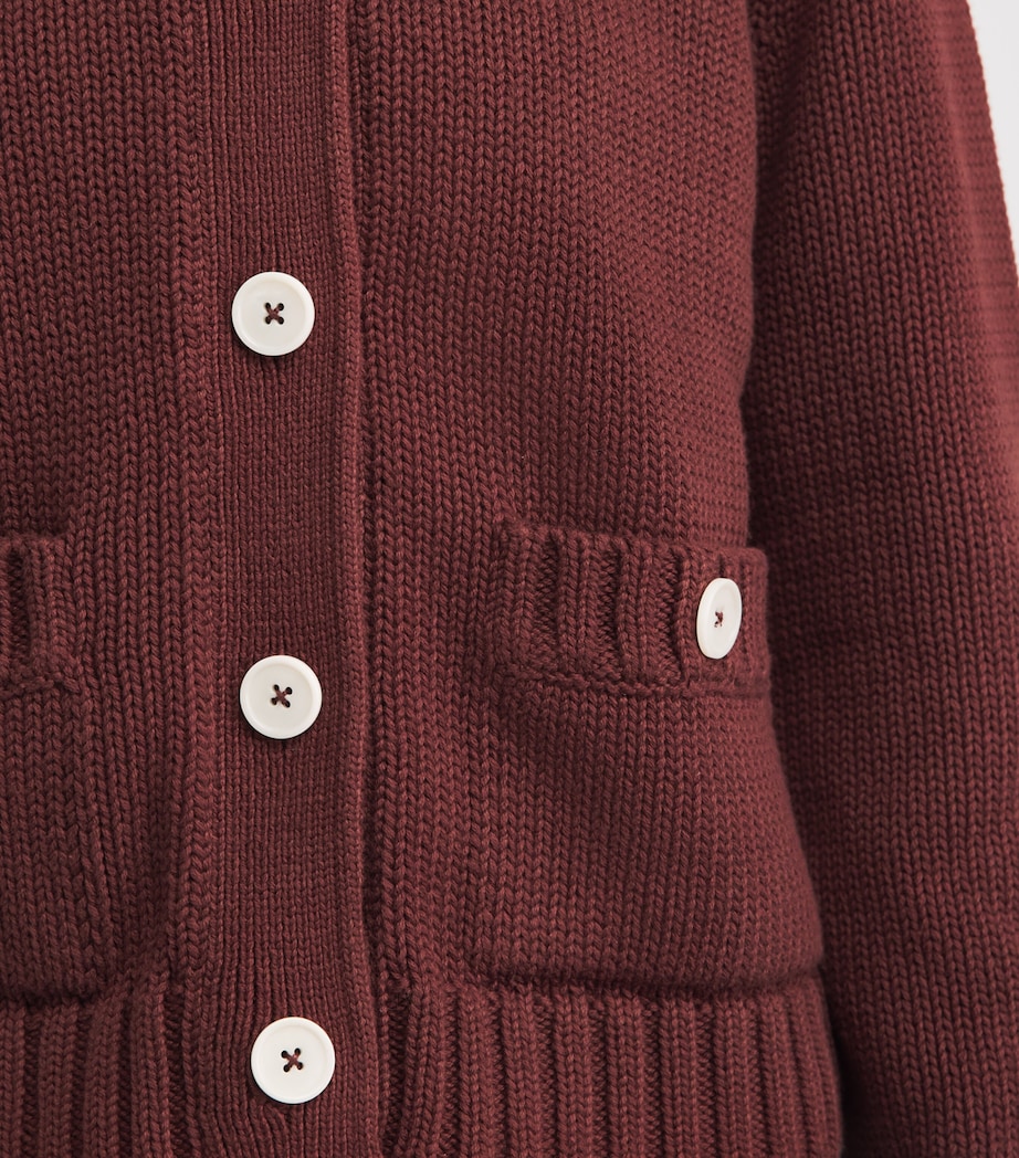 ME+EM Womens Cotton Cropped Cardigan Cinnamon Brown Image 3