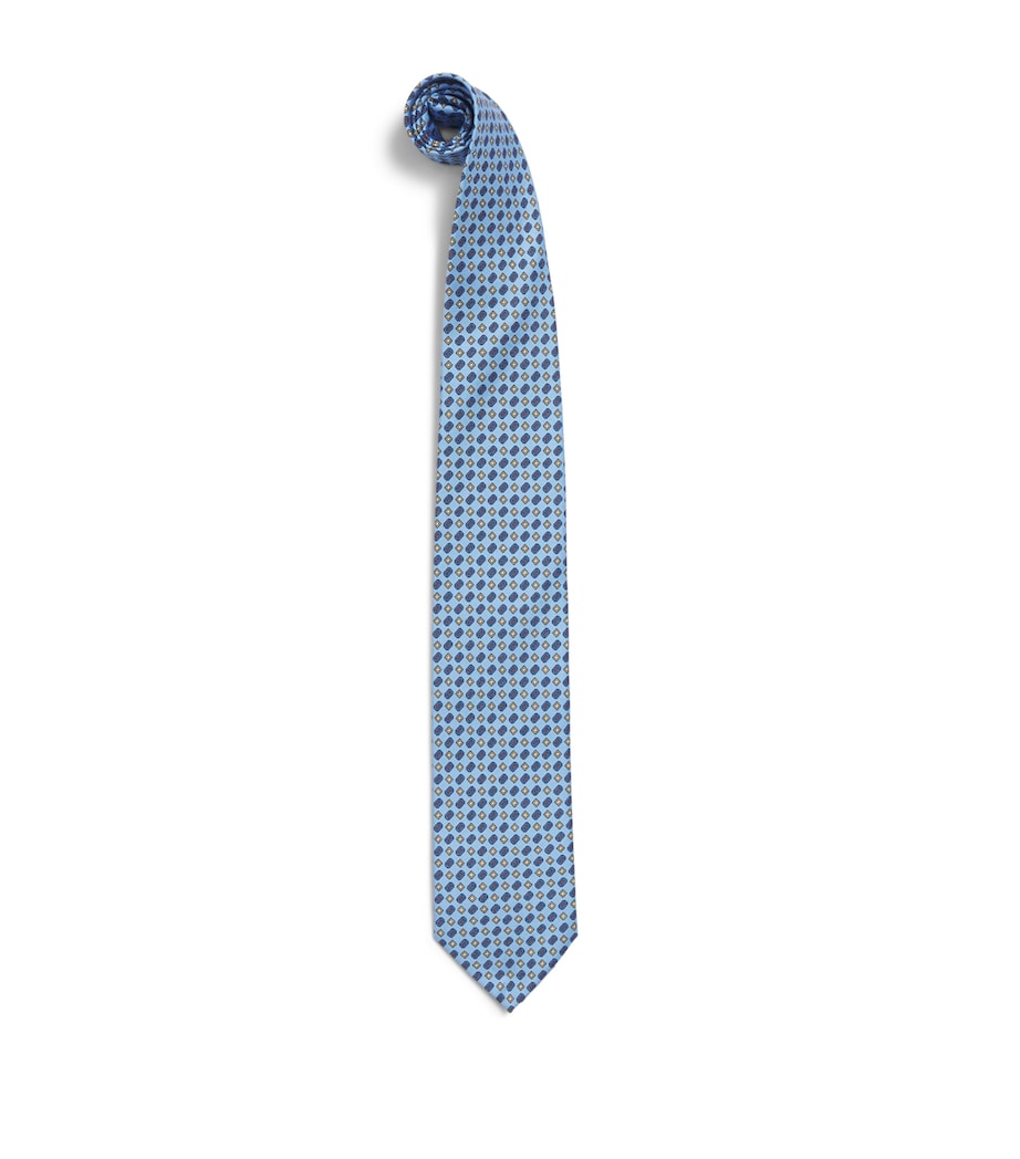 E. Marinella Silk Printed Tie Blue Image 1