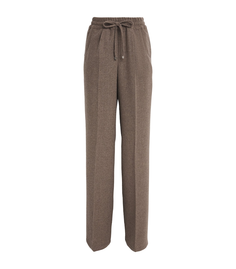Kiton Womens Virgin Wool-Cashmere Straight Trousers Light Brown Stripe Image 1