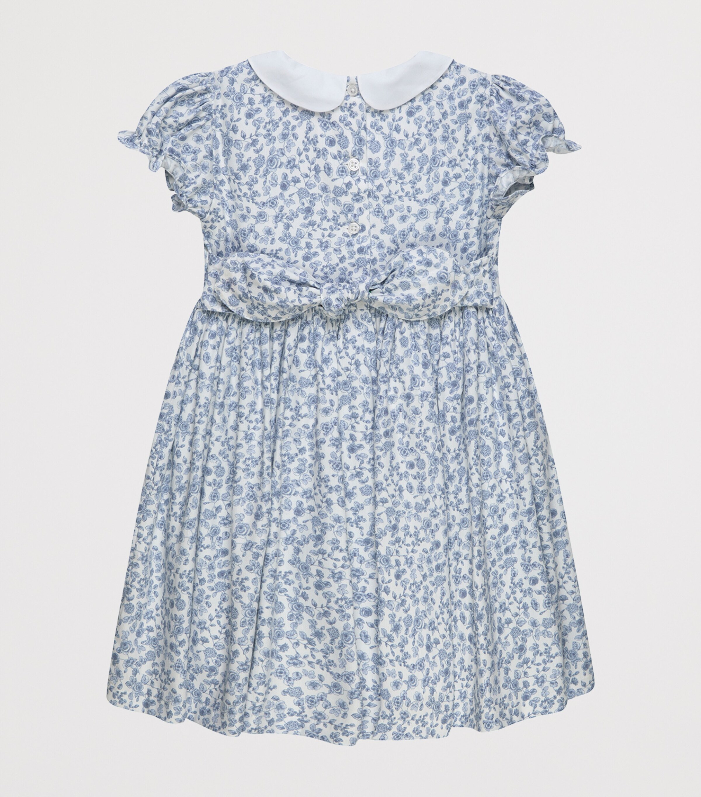 Trotters Floral Duck Dress (2-5 Years) Pale Blue Image 2