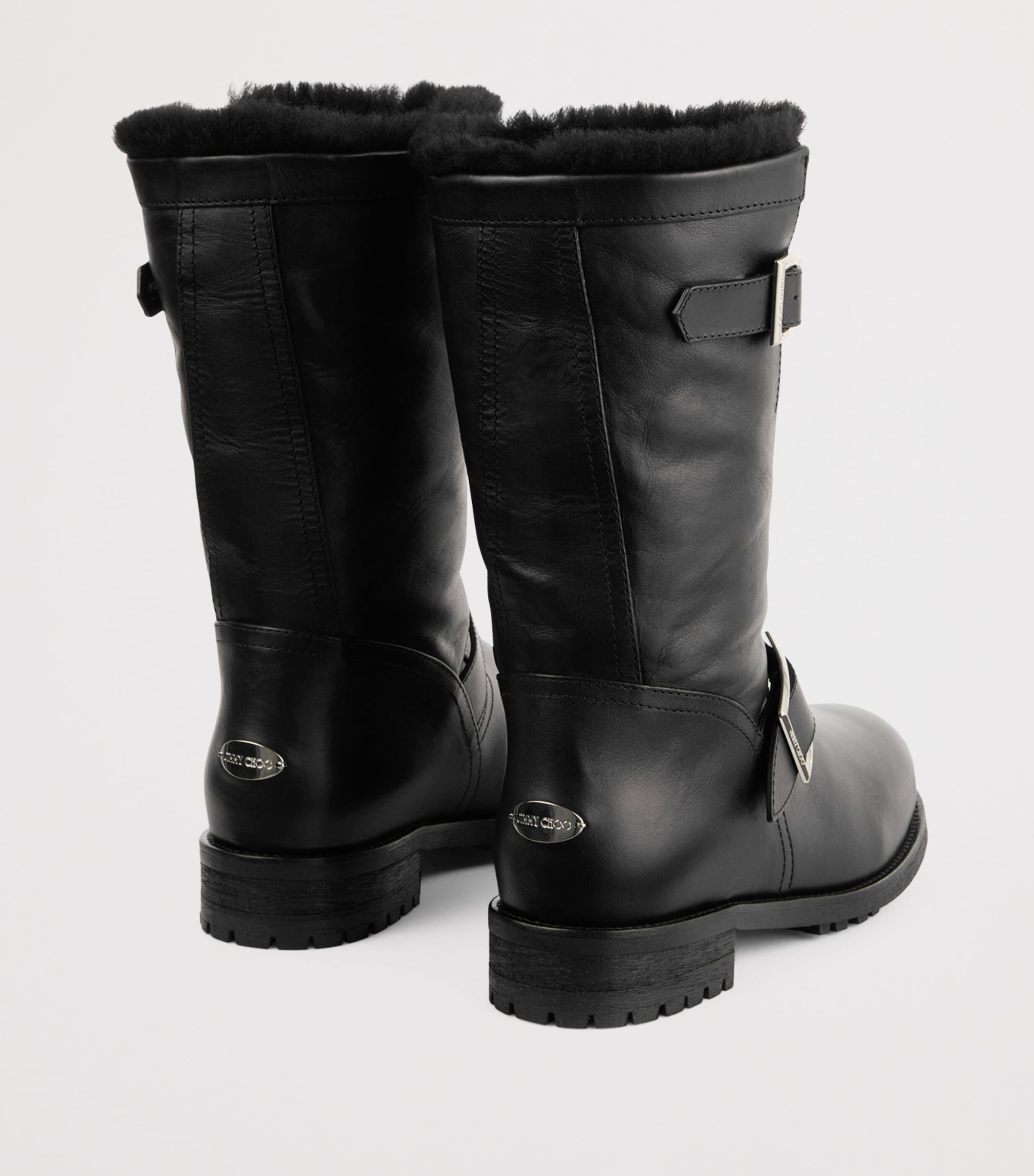 Jimmy Choo Biker Mid Leather Boots Black/black Image 3