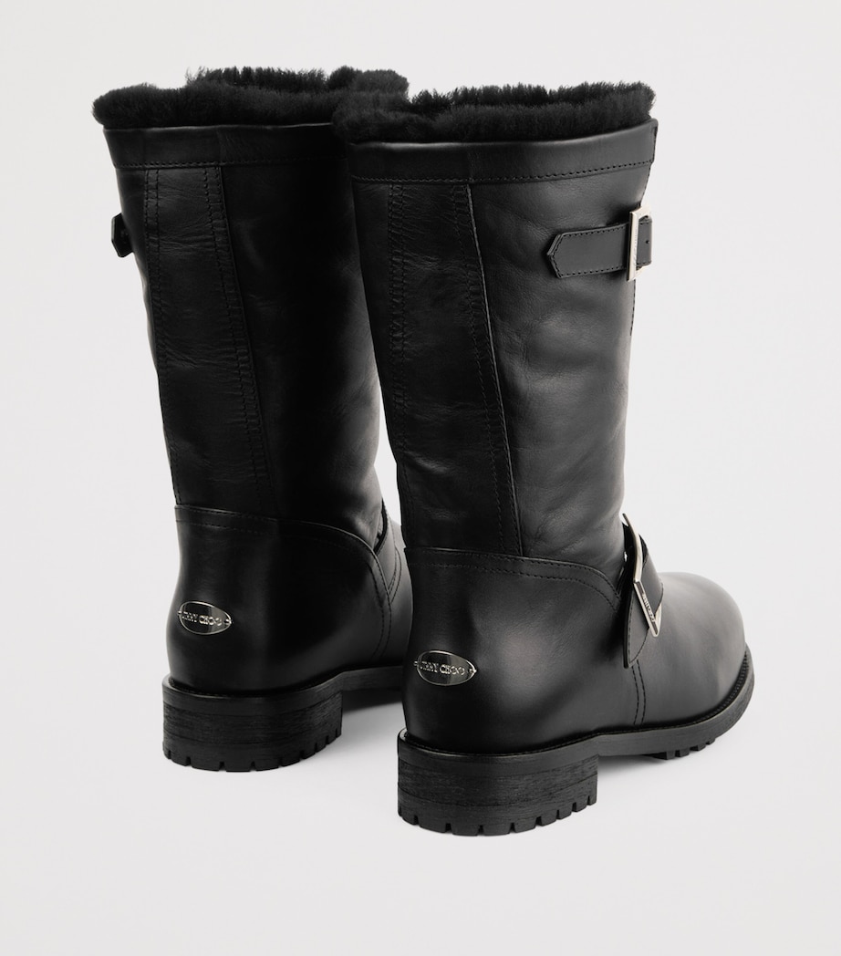 Jimmy Choo Biker Mid Leather Boots Black/black Image 3