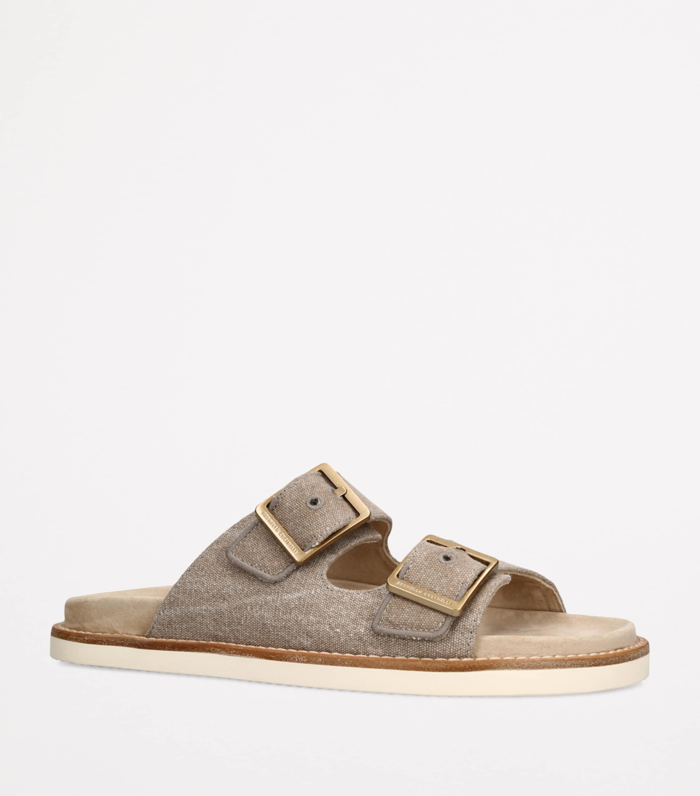 Brunello Cucinelli Suede Double-strap Sandals In Brown