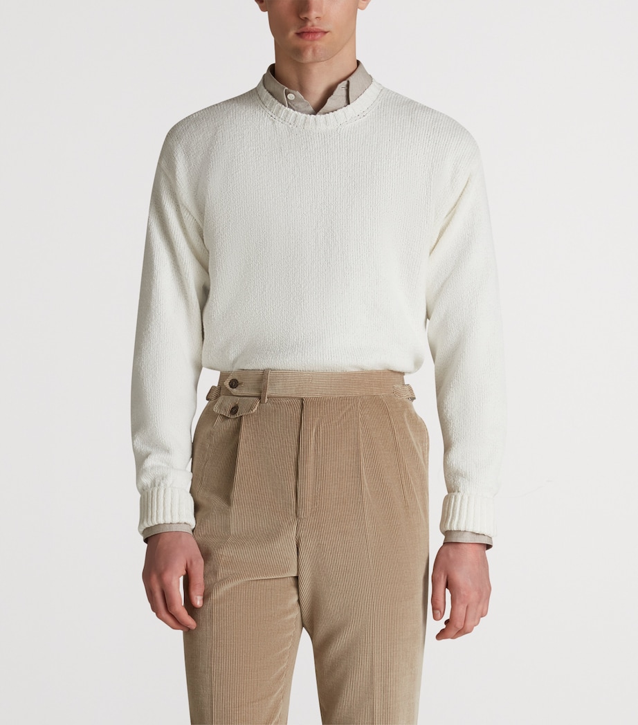 Cotton Crew-Neck Sweater 101IVORY Image 3