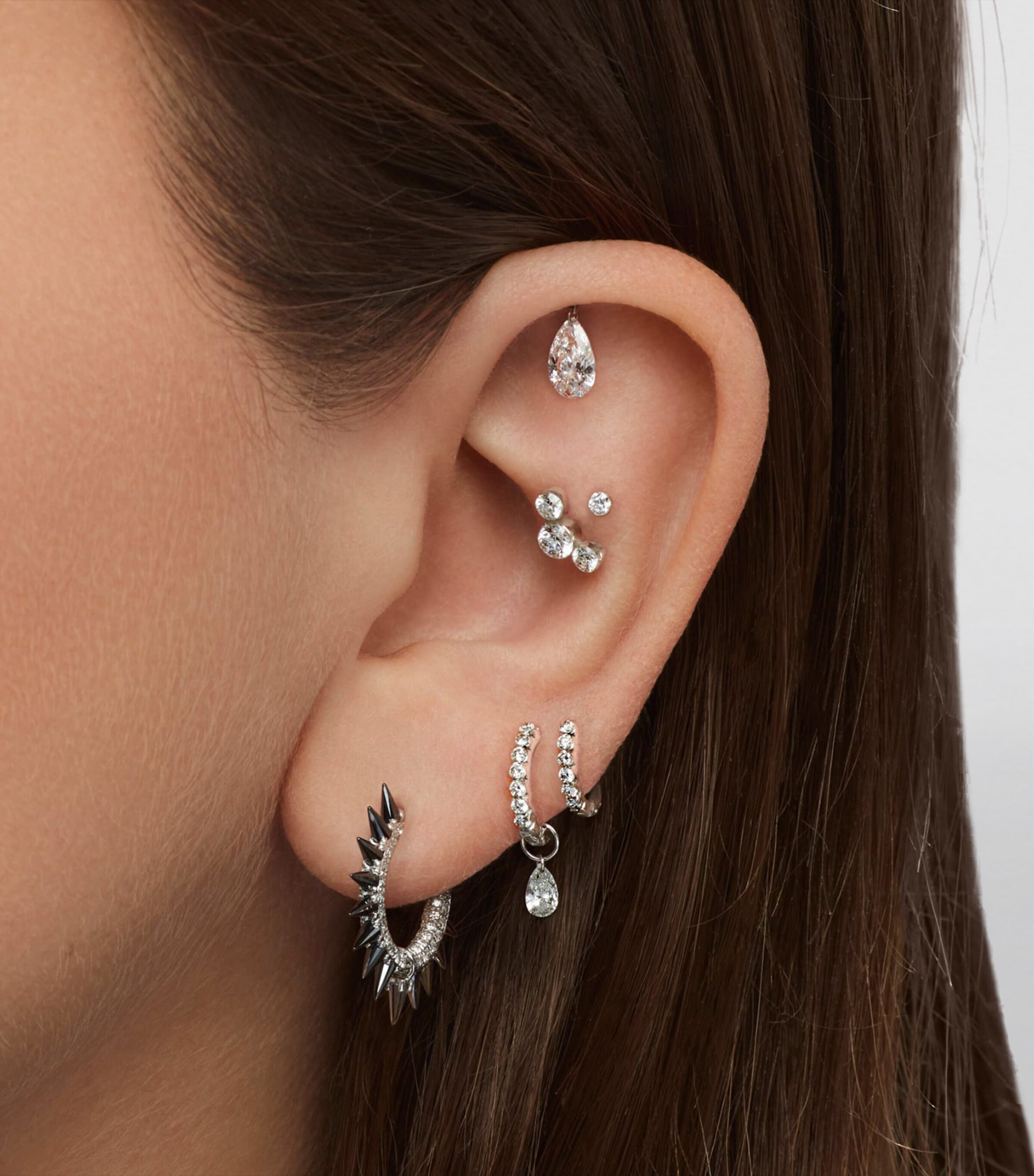 Rose Gold Black Moissanite Mohawk and Diamond Pavé Hoop Earring (9.5mm) ROSE GOLD Image 3