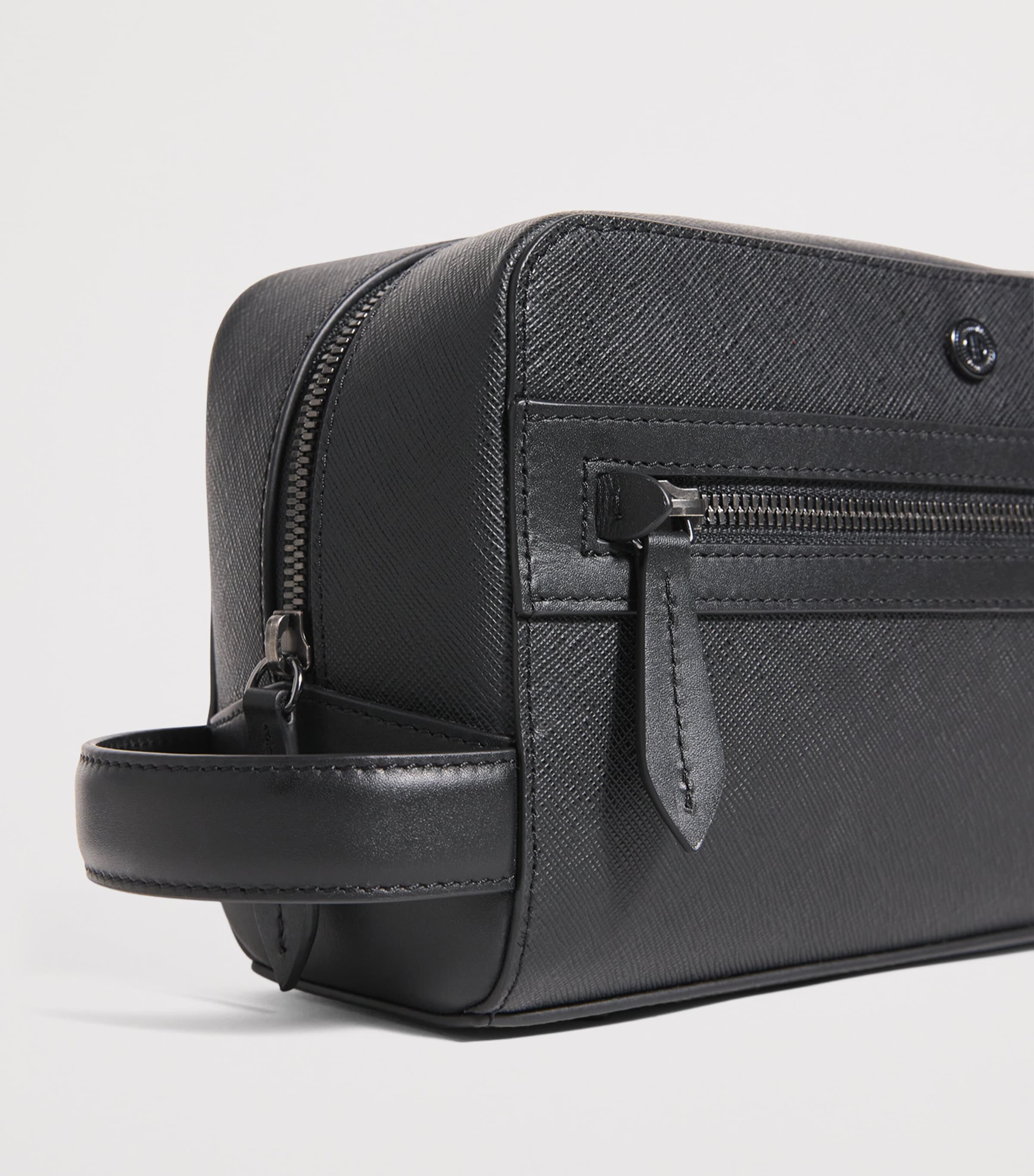 Leather Wash Bag BLACK Image 3