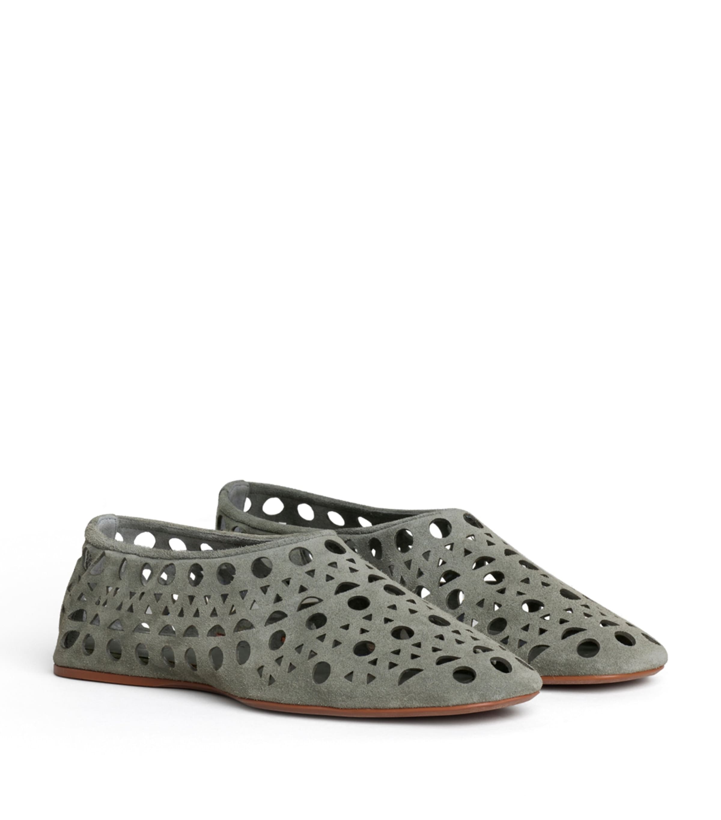 Alaïa Suede Vienne Ballet Flats Kaki Image 3