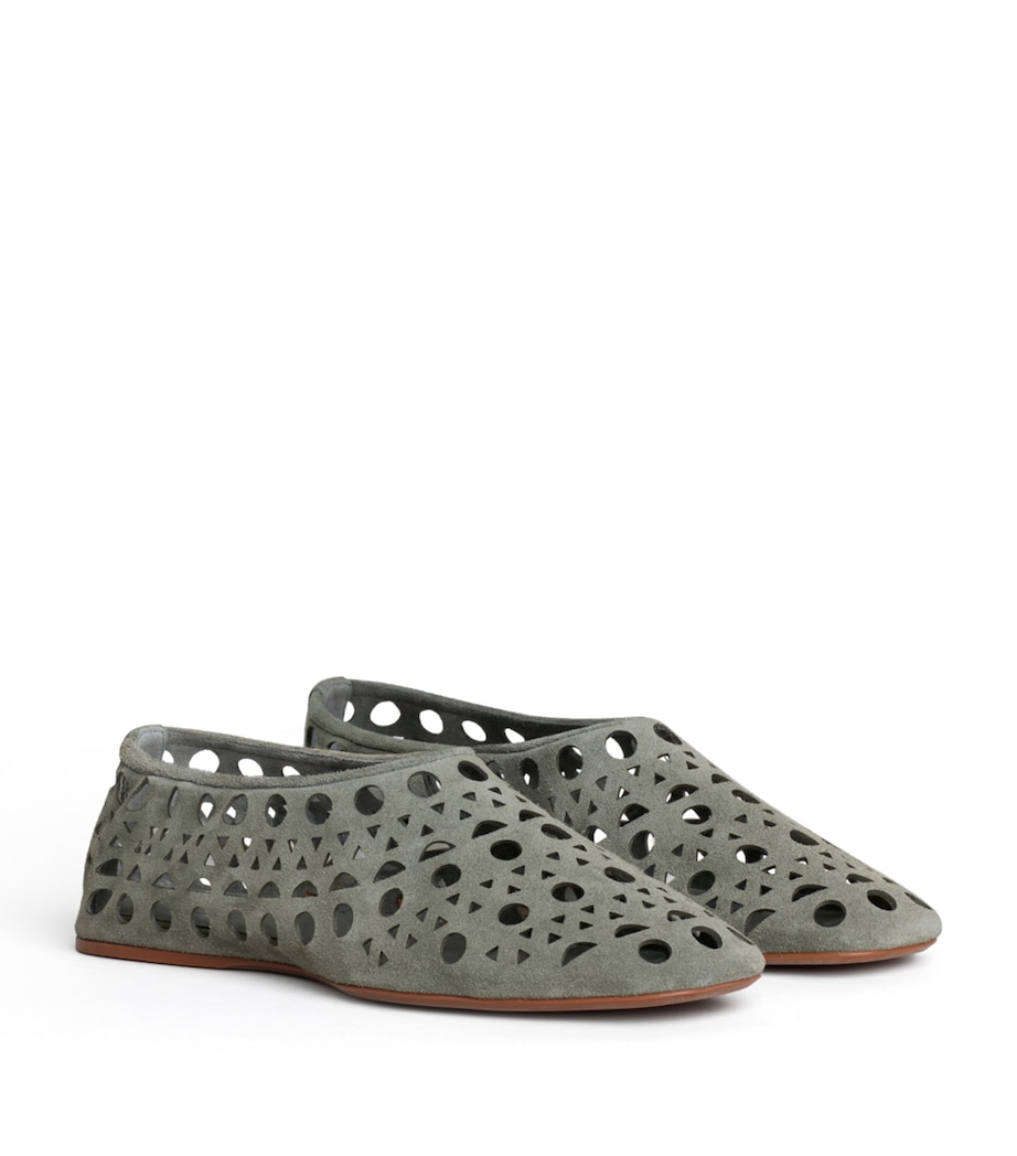 Alaïa Suede Vienne Ballet Flats Kaki Image 3