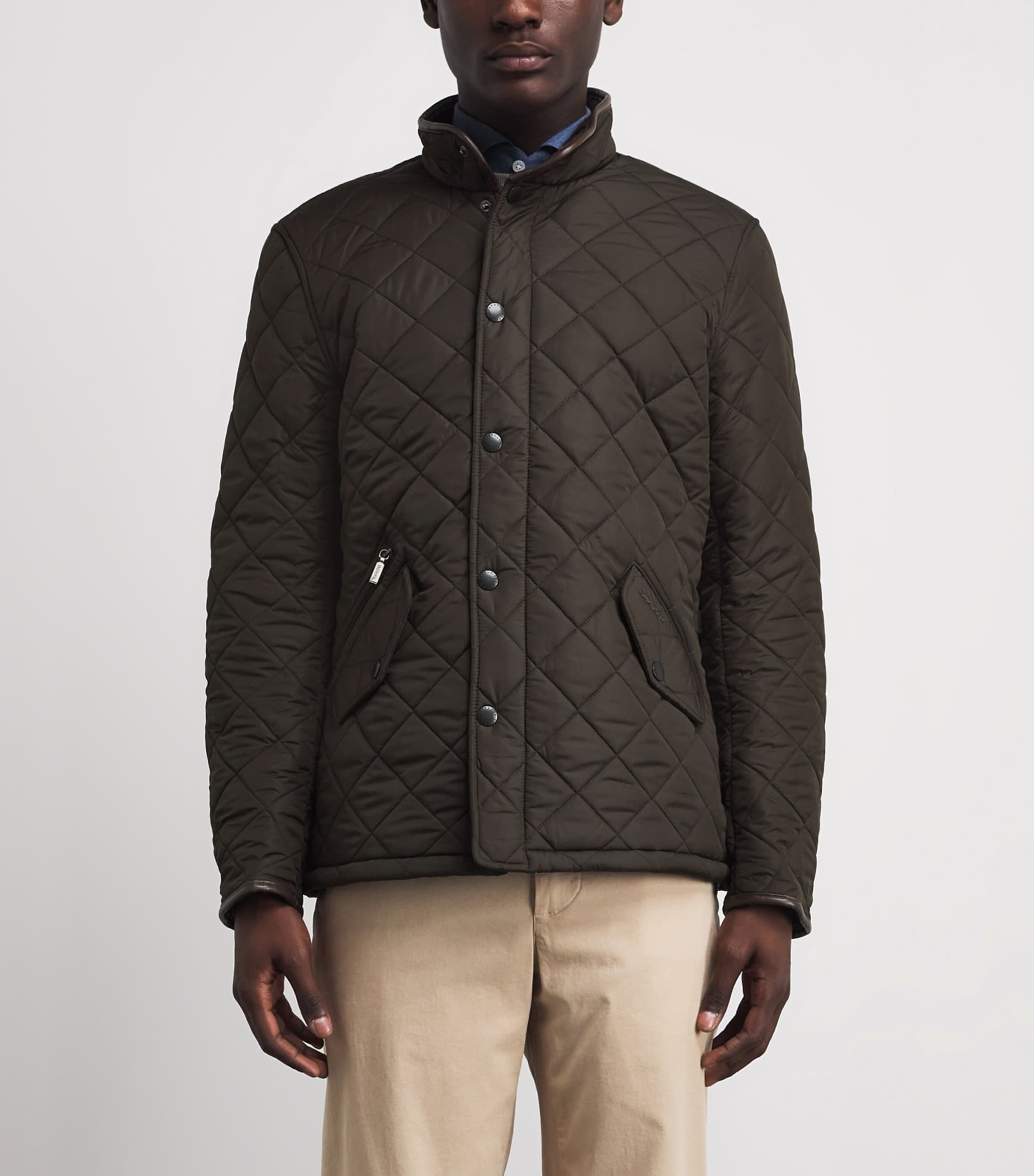 Barbour Mens Quilted Powell Jacket Olive Image 10