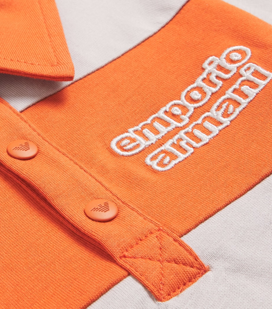 Cotton Long-Sleeve Logo Polo Shirt (6-36 Months) M3017 ORANGE/ U8140 Image 3