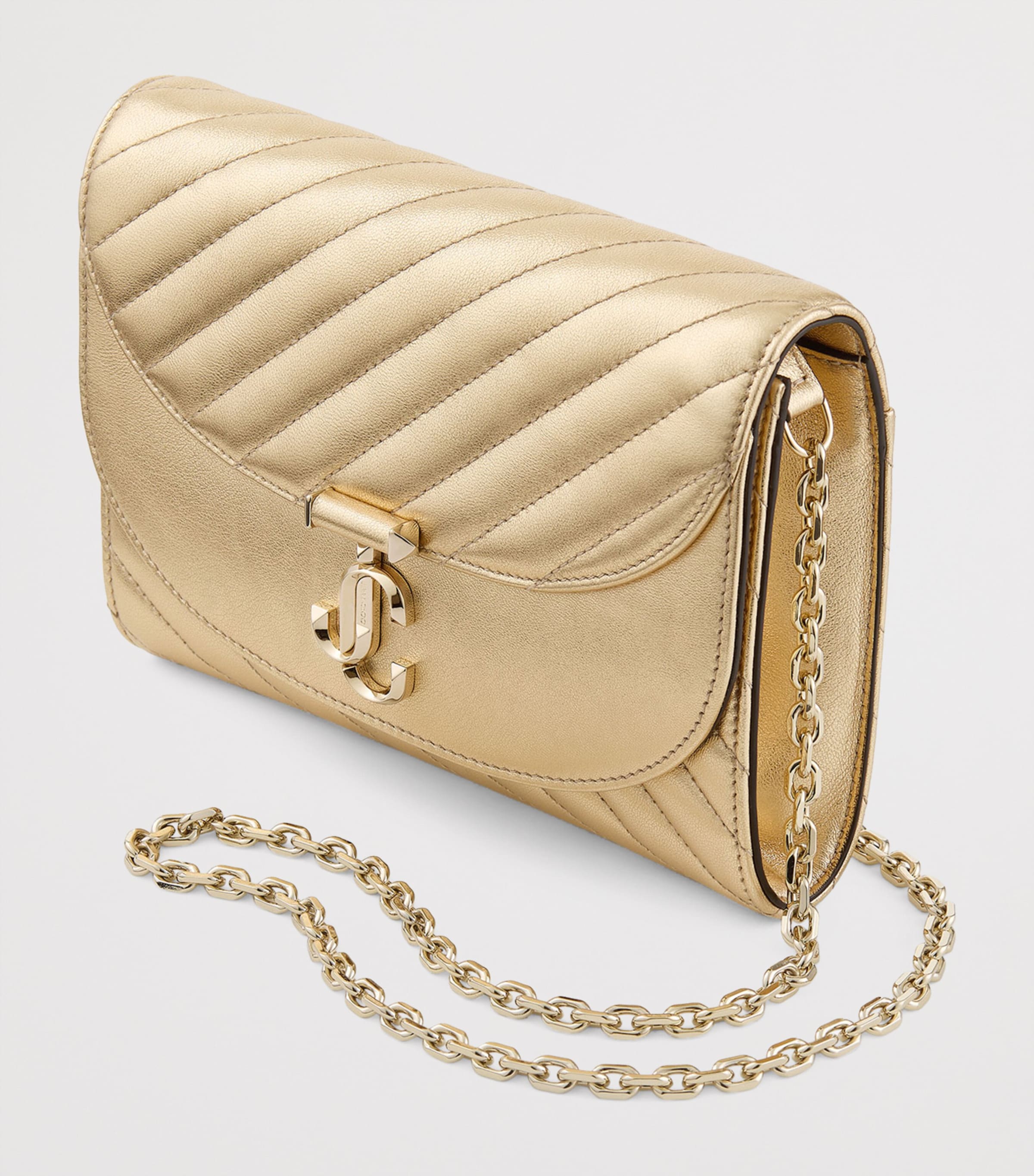 Leather Curve Clutch Bag GOLD/SHINY GOLD Image 2