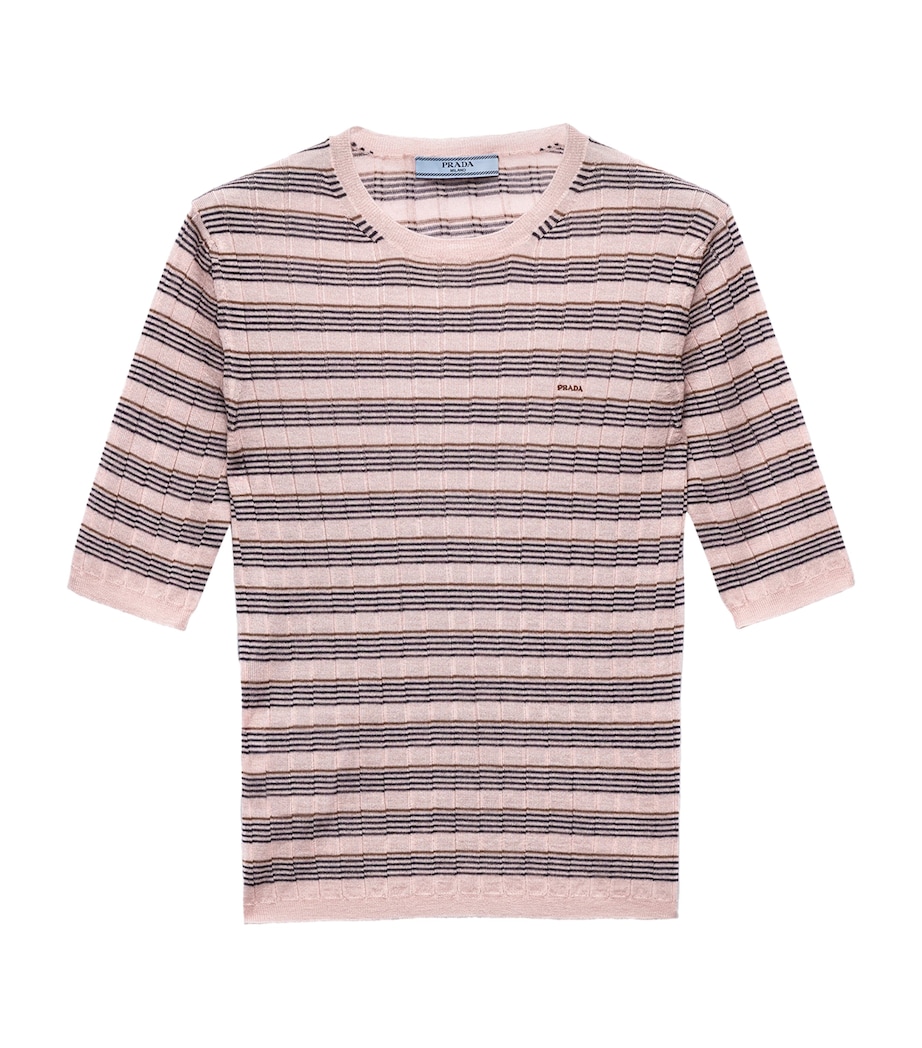 Prada Womens Cashmere-Silk Sweater Pink Image 1