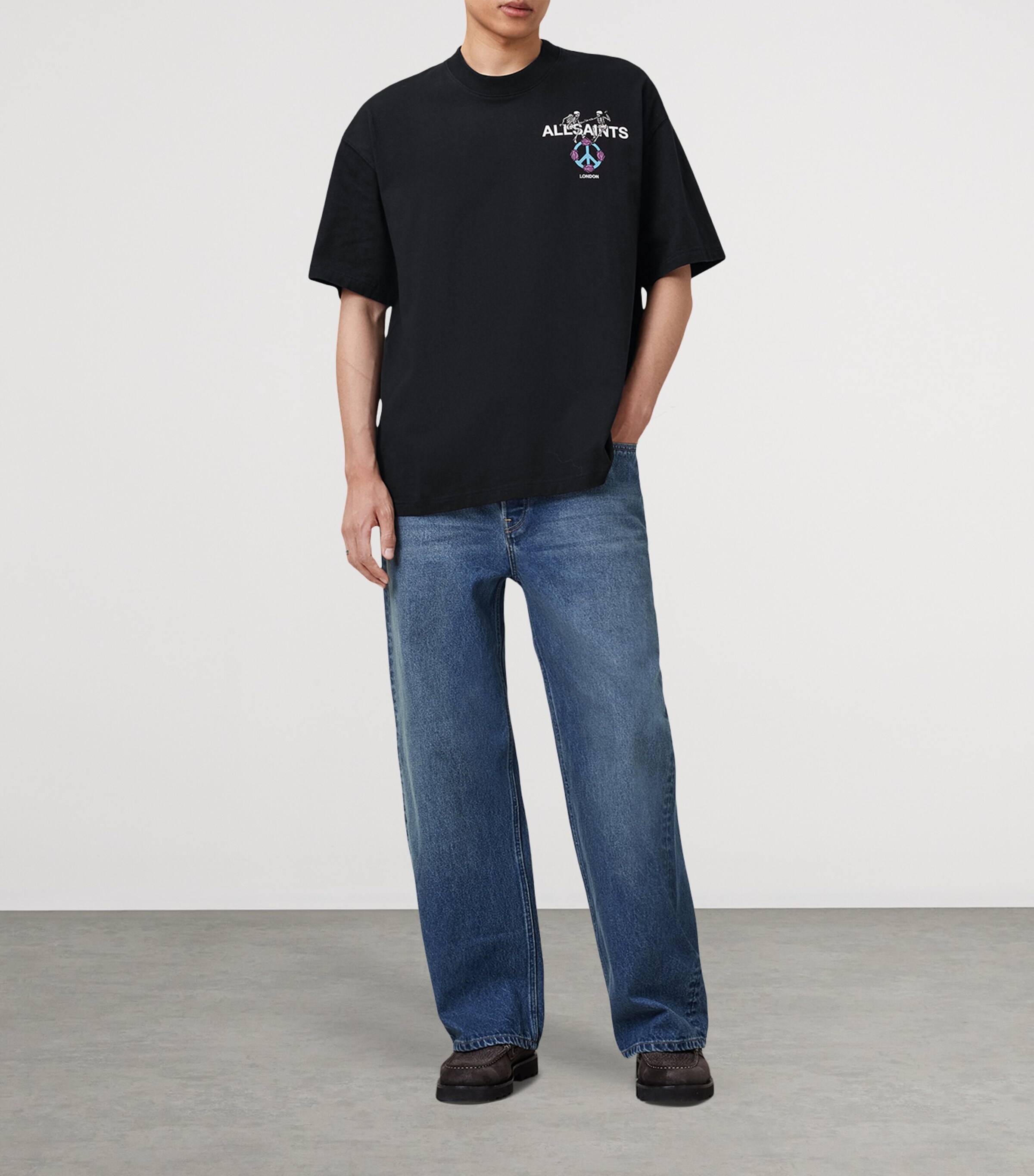 AllSaints Mens Organic Cotton Reincarnate T-Shirt Washed Black Image 4