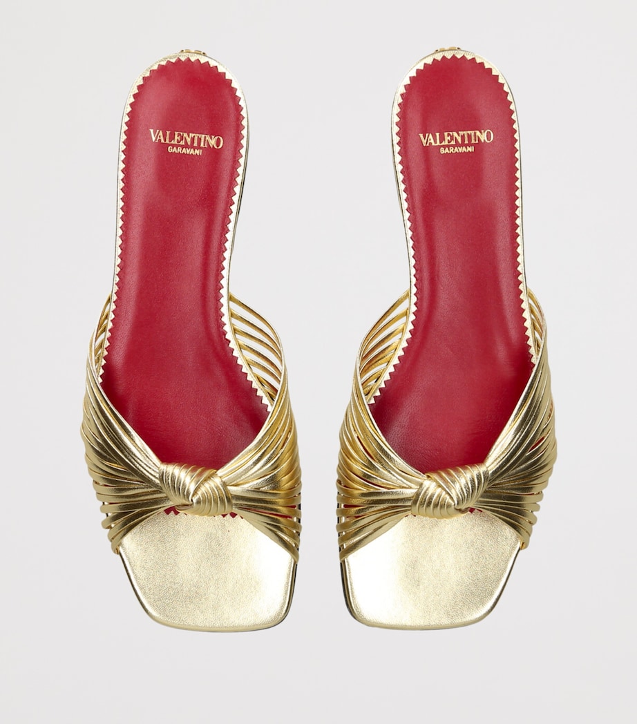 Valentino Garavani Leather Annet Slides Gold Image 4
