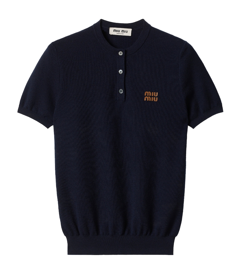 Miu Miu Womens Cashmere Logo Henley Sweater Image 1