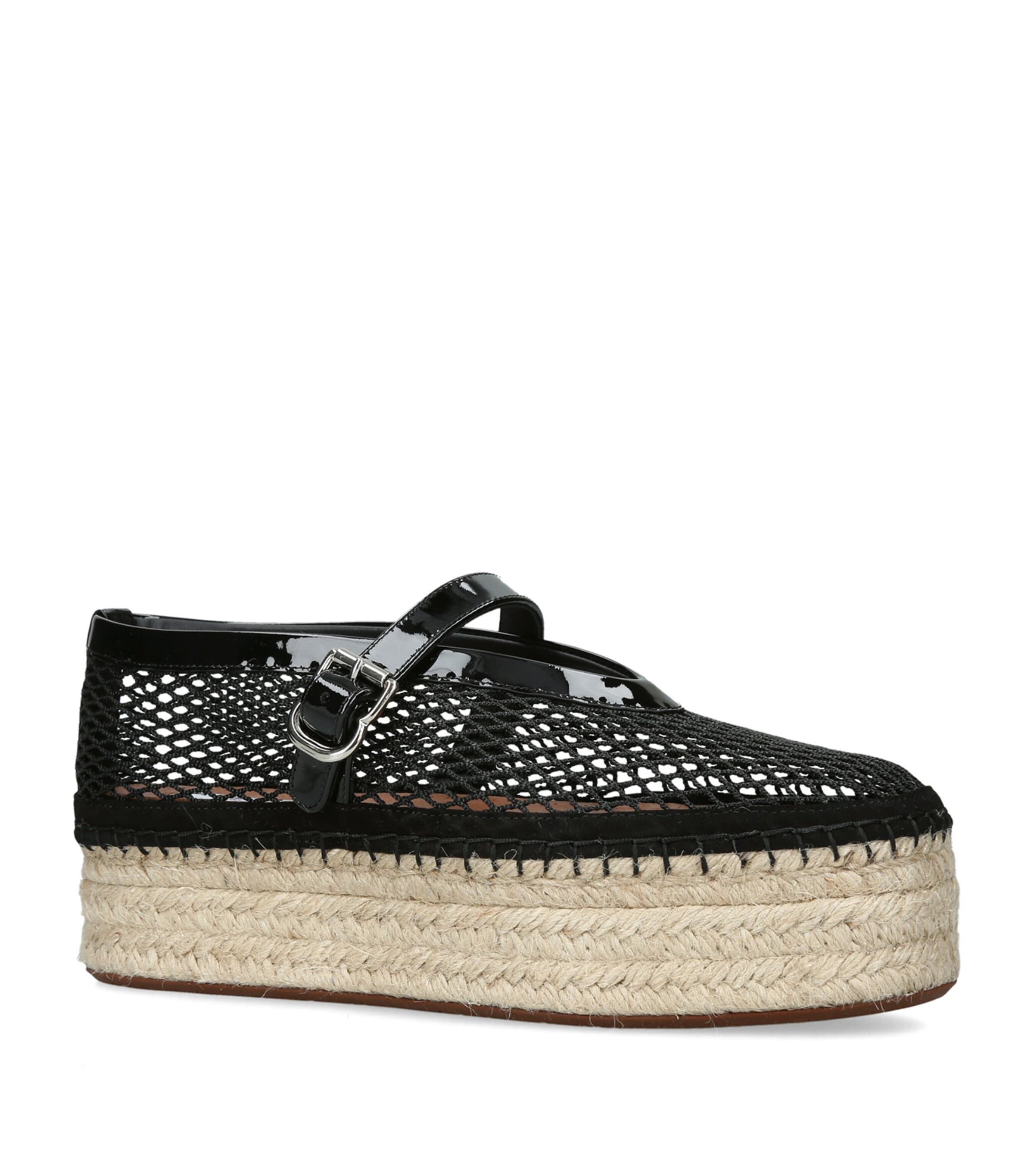 Alaïa Patent Leather Mesh Espadrilles Black Image 3