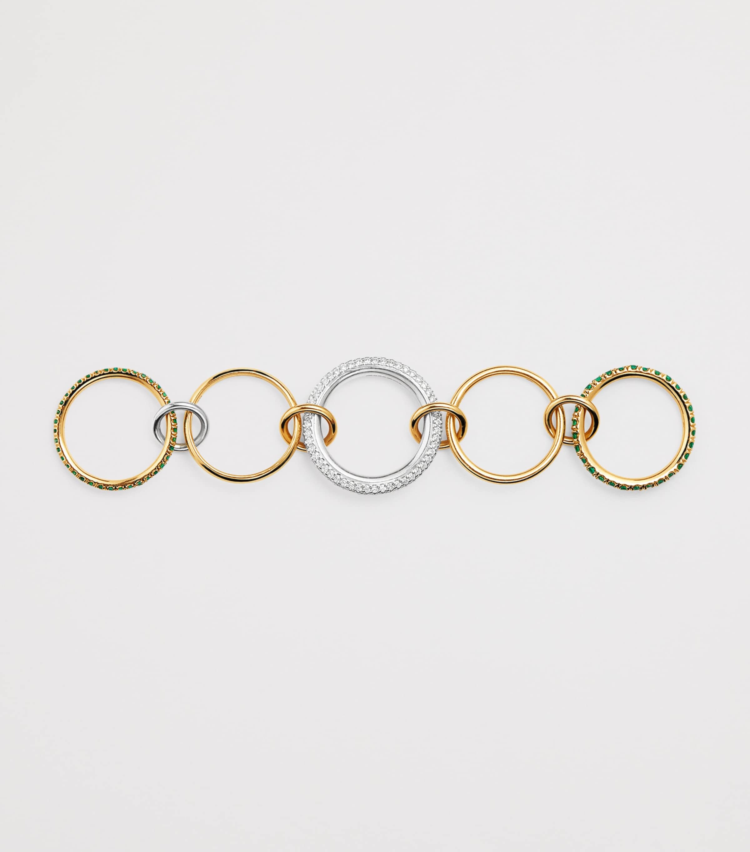 Spinelli Kilcollin Mixed Metal, Diamond And Emerald Chloe Ring In Gold