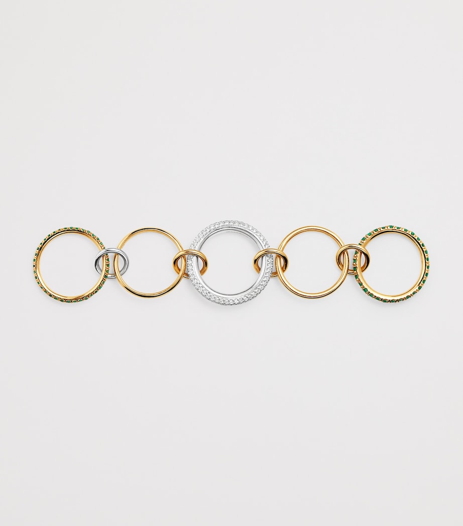 Mixed Metal, Diamond and Emerald Chloe Ring (Size 7) YELLOW GOLD Image 3