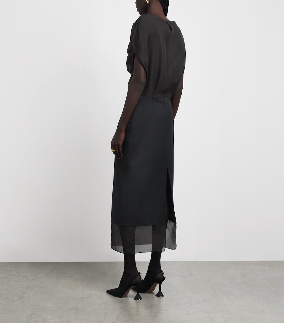 Voranida Womens Silk Rhea Midi Dress Black Image 4