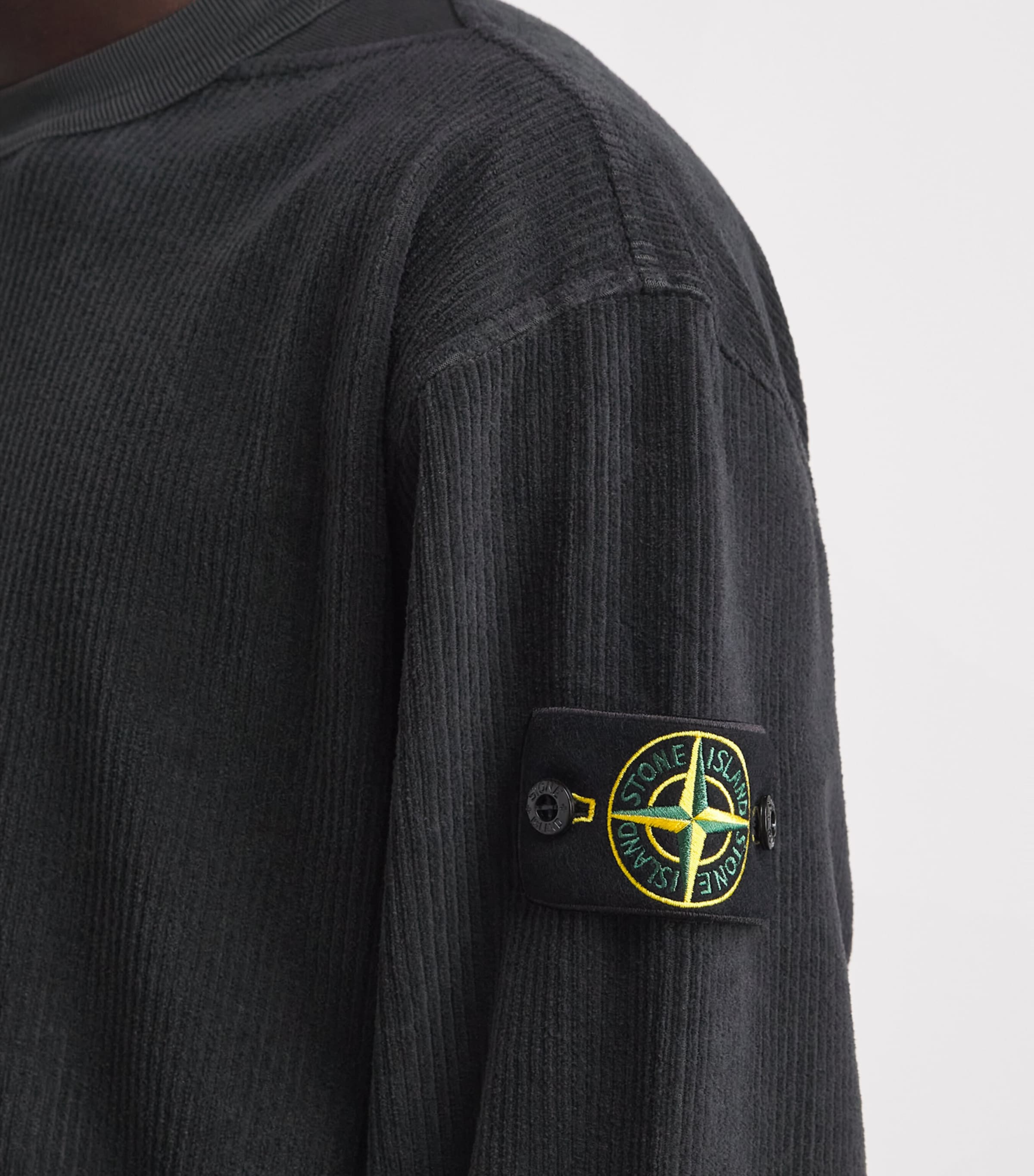Stone Island Mens Cotton Rib-Knit Compass Sweatshirt Image 3