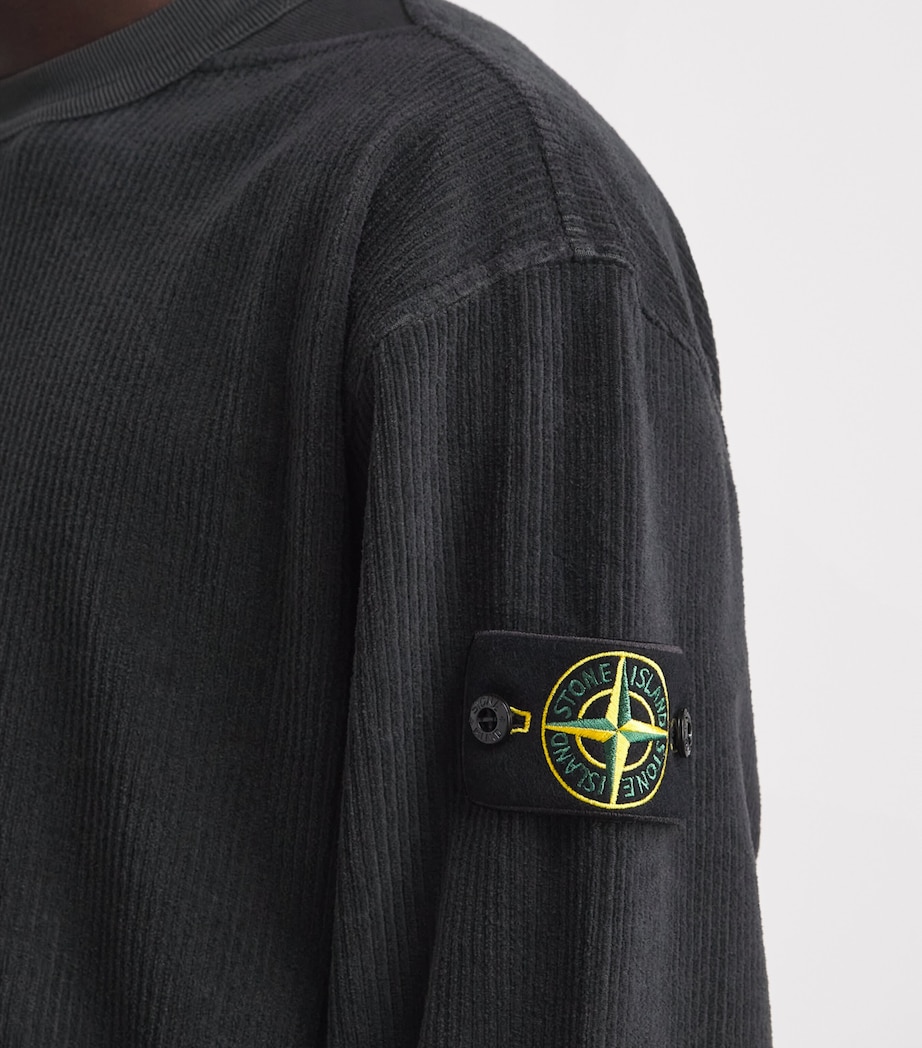 Stone Island Mens Cotton Rib-Knit Compass Sweatshirt Image 3