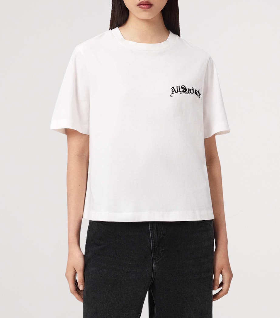 AllSaints Womens Organic Cotton Logo Lisa T-Shirt Chalk White Image 3