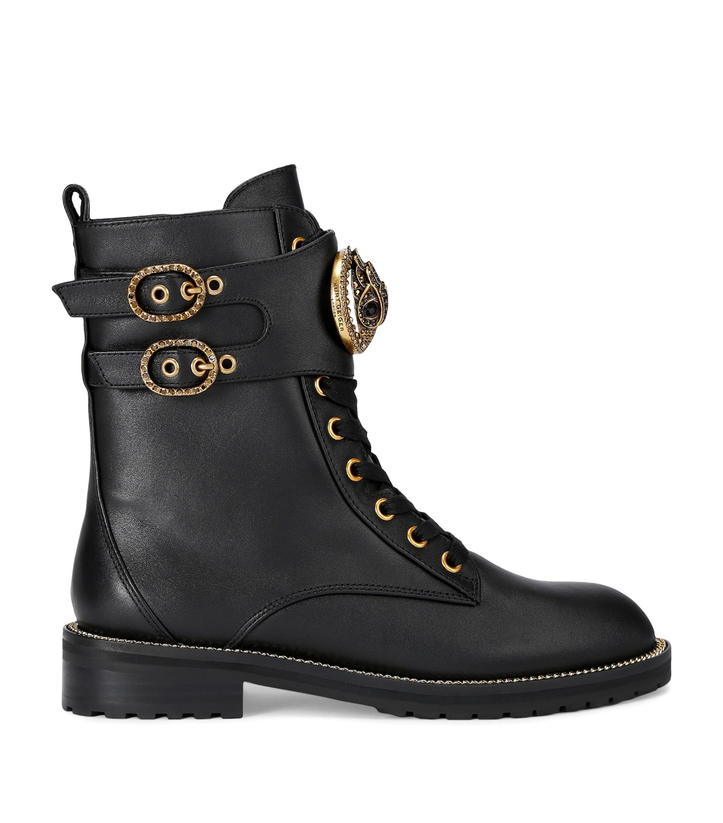 Kurt Geiger Leather Stoop Lace-up Boots In Black