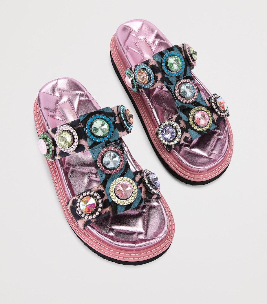 Leather Orson Crystal Sandals PINK COMB Image 4