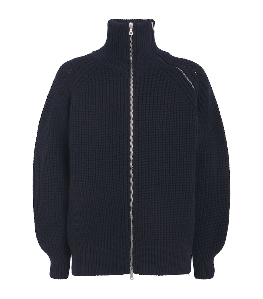 Wool-Blend Asymmetric-Zip Sweater BLACK Image 1