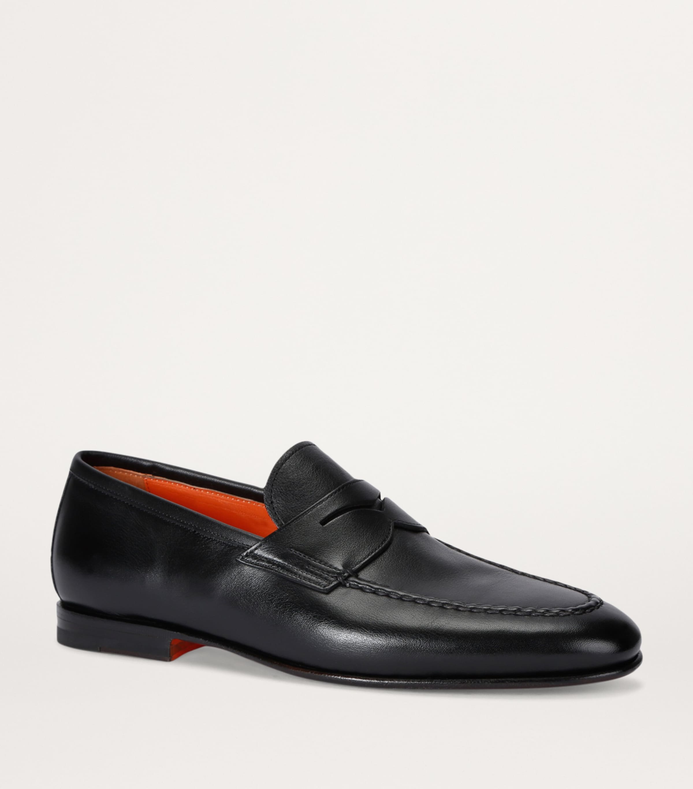 Santoni Leather Carlos Loafers Black Image 3