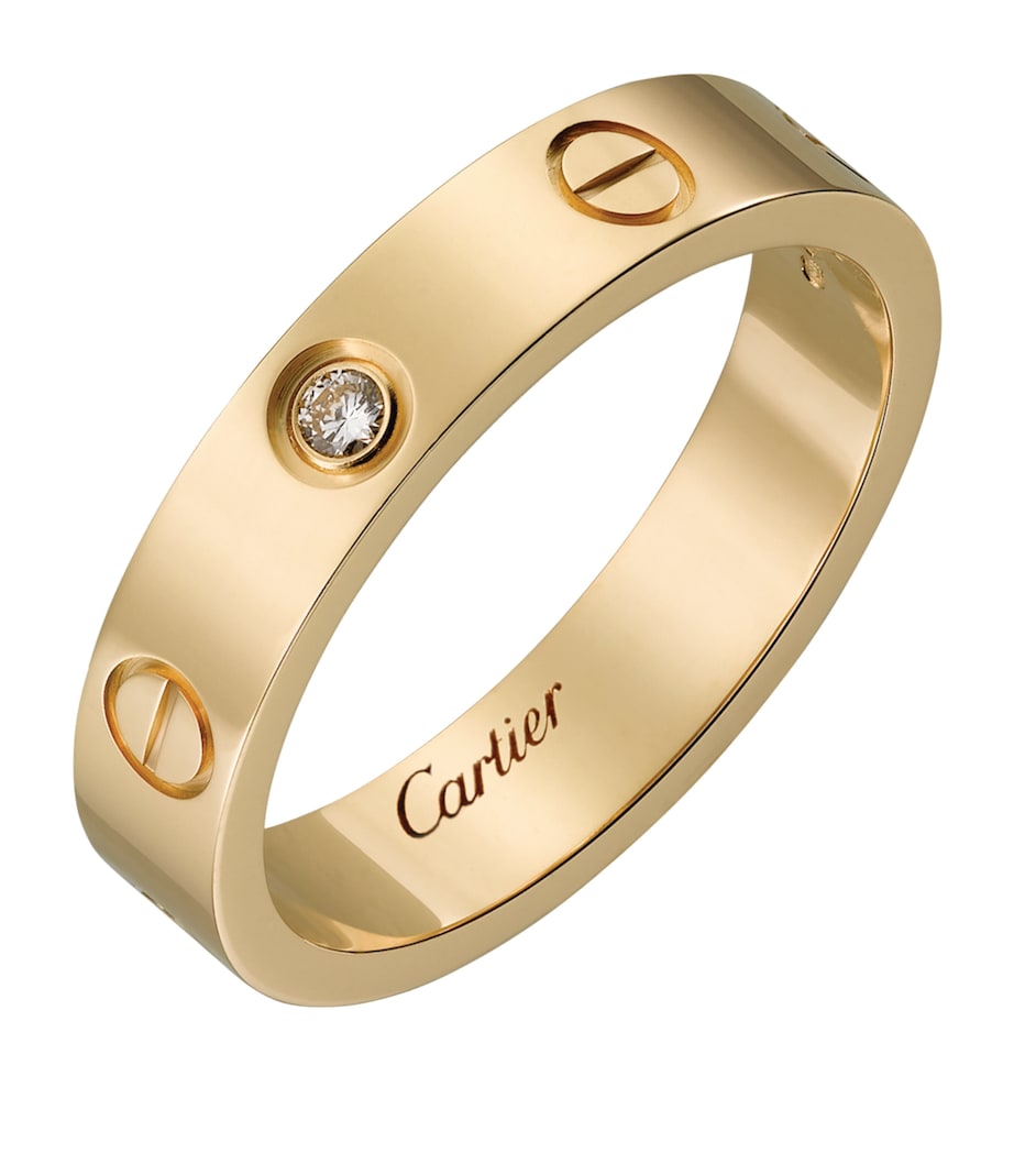 Yellow Gold and Diamond LOVE Wedding Band MULTI Image 3