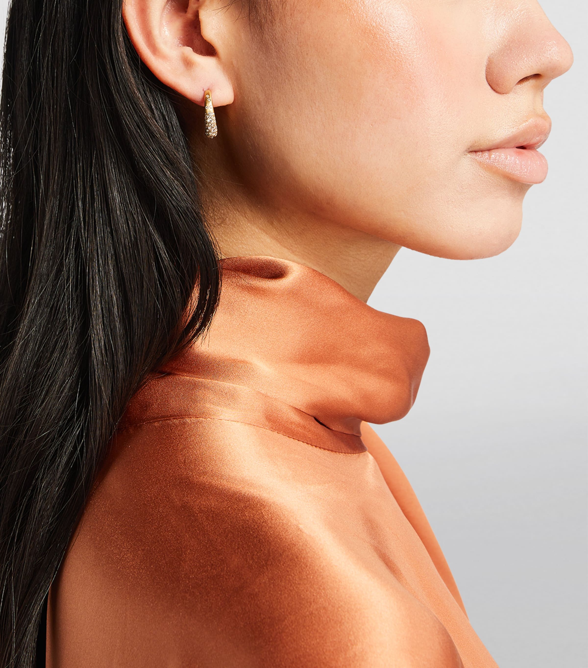 Yellow Gold and Diamond Doors of Opportunity Mini Hoop Earrings YELLOW GOLD Image 2