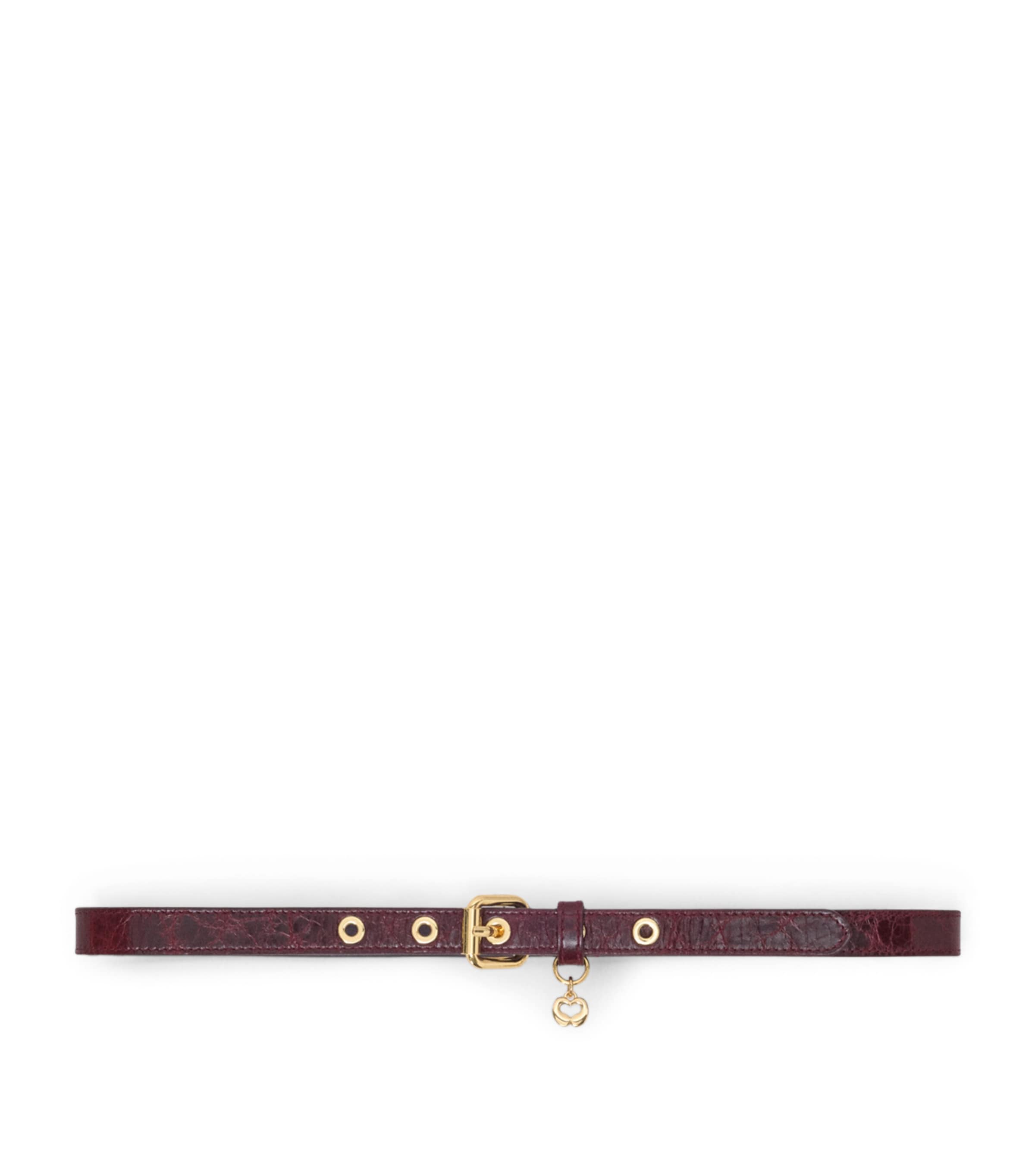 Maje Leather Eyelet Slim Belt Burgundy Image 1